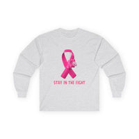 Breast Cancer Awareness Long Sleeve Tee — "Stay in the Fight" Pink Ribbon