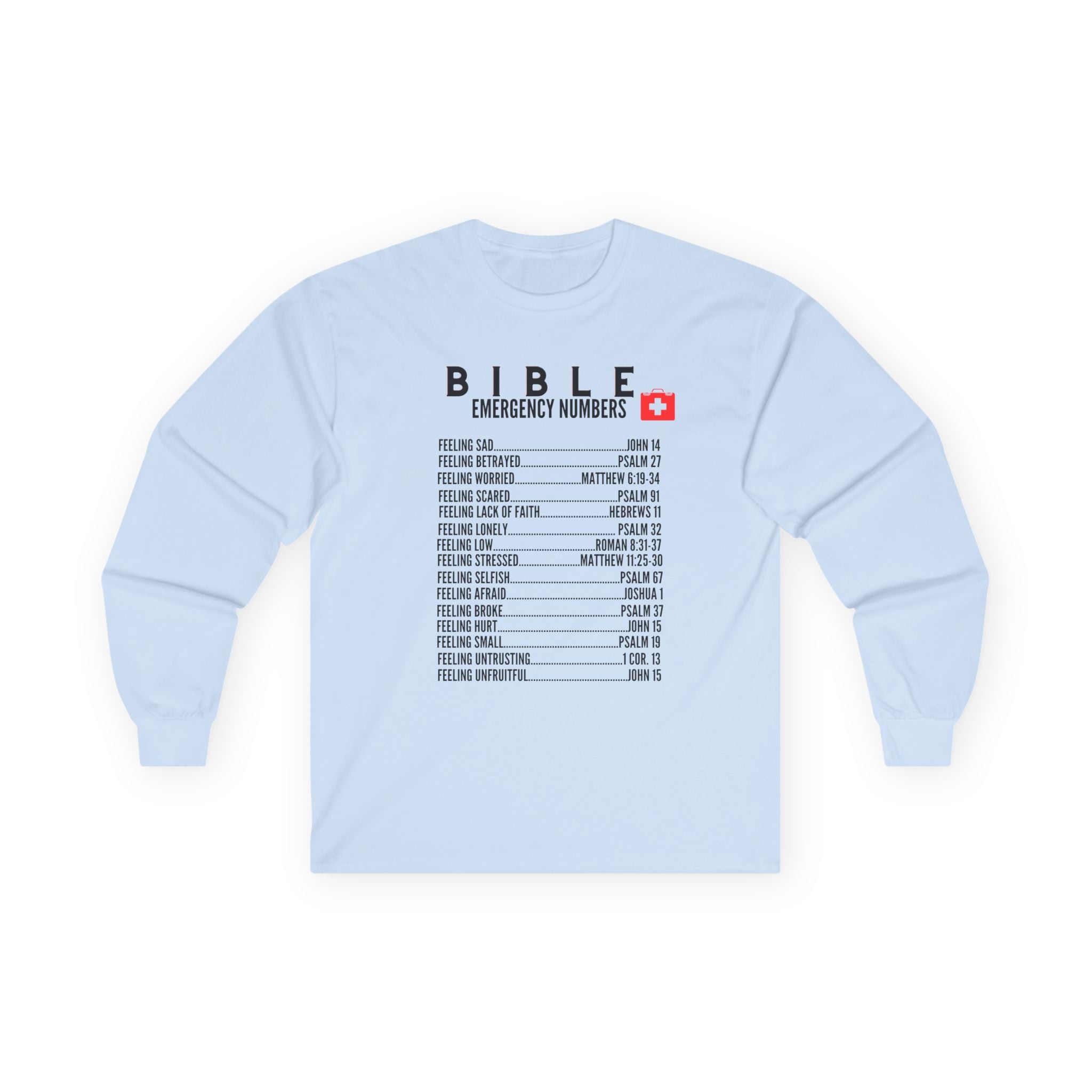 Bible Emergency Numbers Long Sleeve Tee - Black