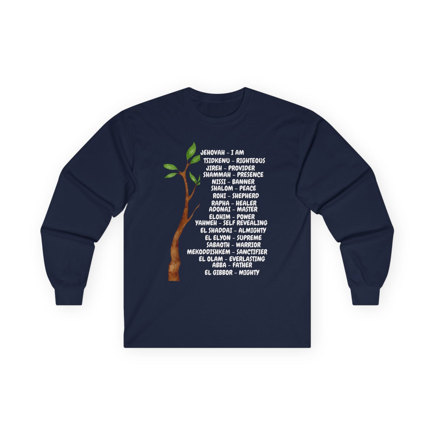 Characteristic Names of God Long Sleeve Tee - White