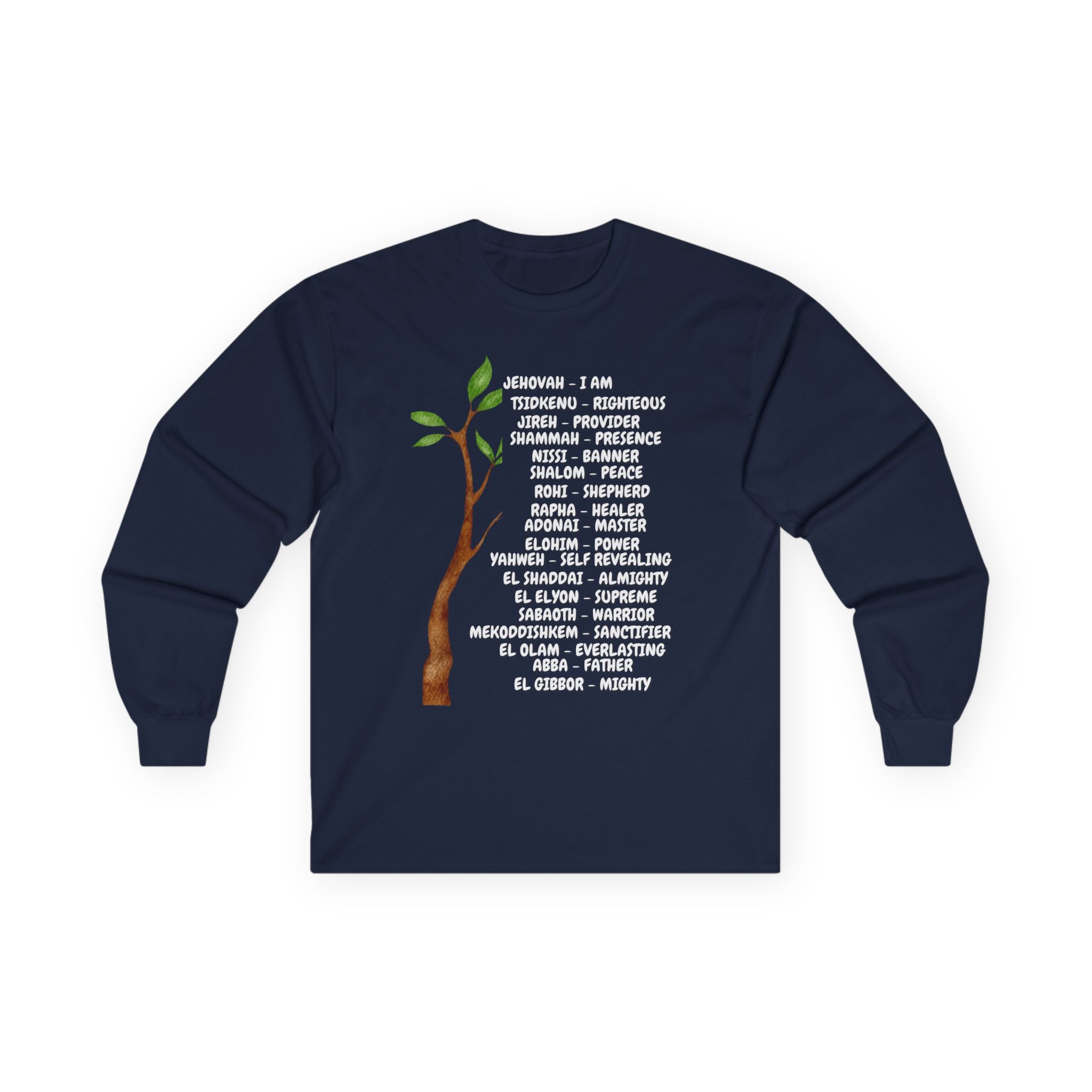 Characteristic Names of God Long Sleeve Tee - White