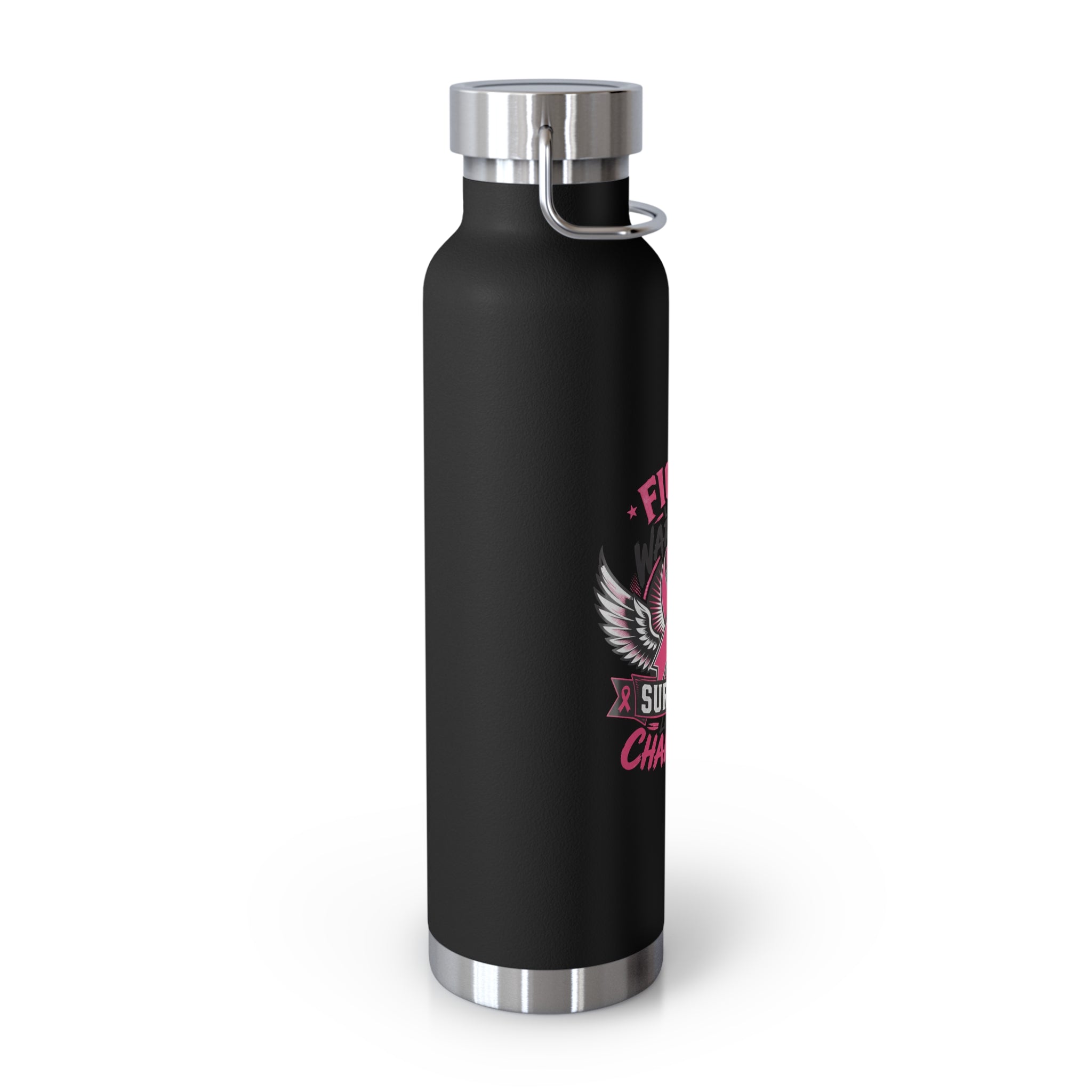 Fight Warrior Survive Champion Pink Ribbon 22oz Insulated Water Bottle