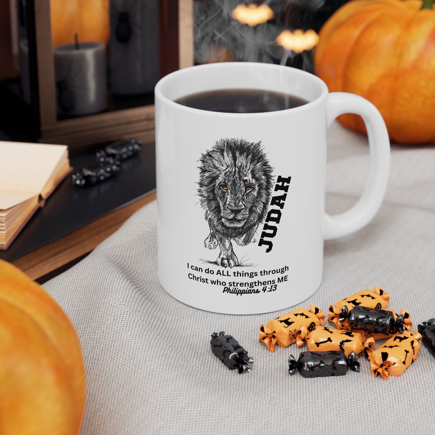 Lion of Judah Coffee Mug (11oz & 15oz) — 'I can do ALL things through Christ'