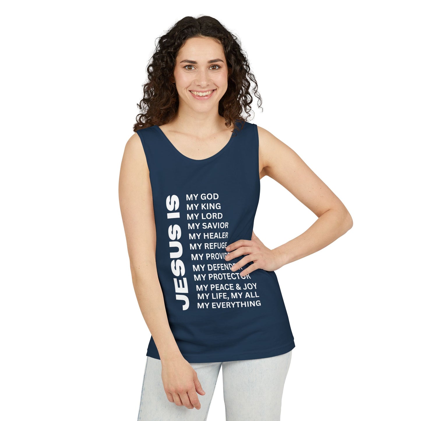 Christian JESUS IS Tank - White