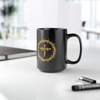 Jesus Crown of Thorns Black Coffee Mug (11oz/15oz)