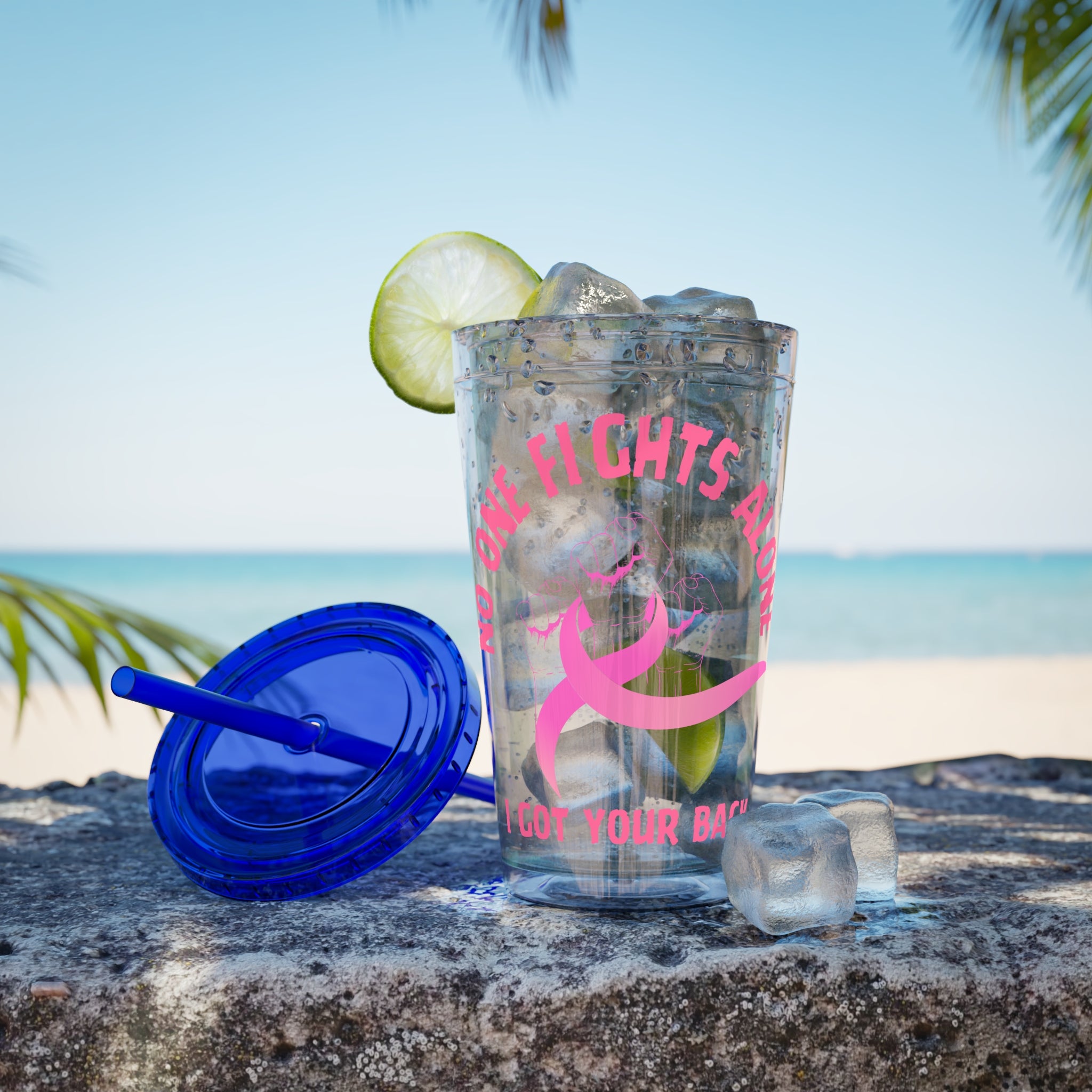 "No One Fights Alone" 16oz Tumbler with Straw