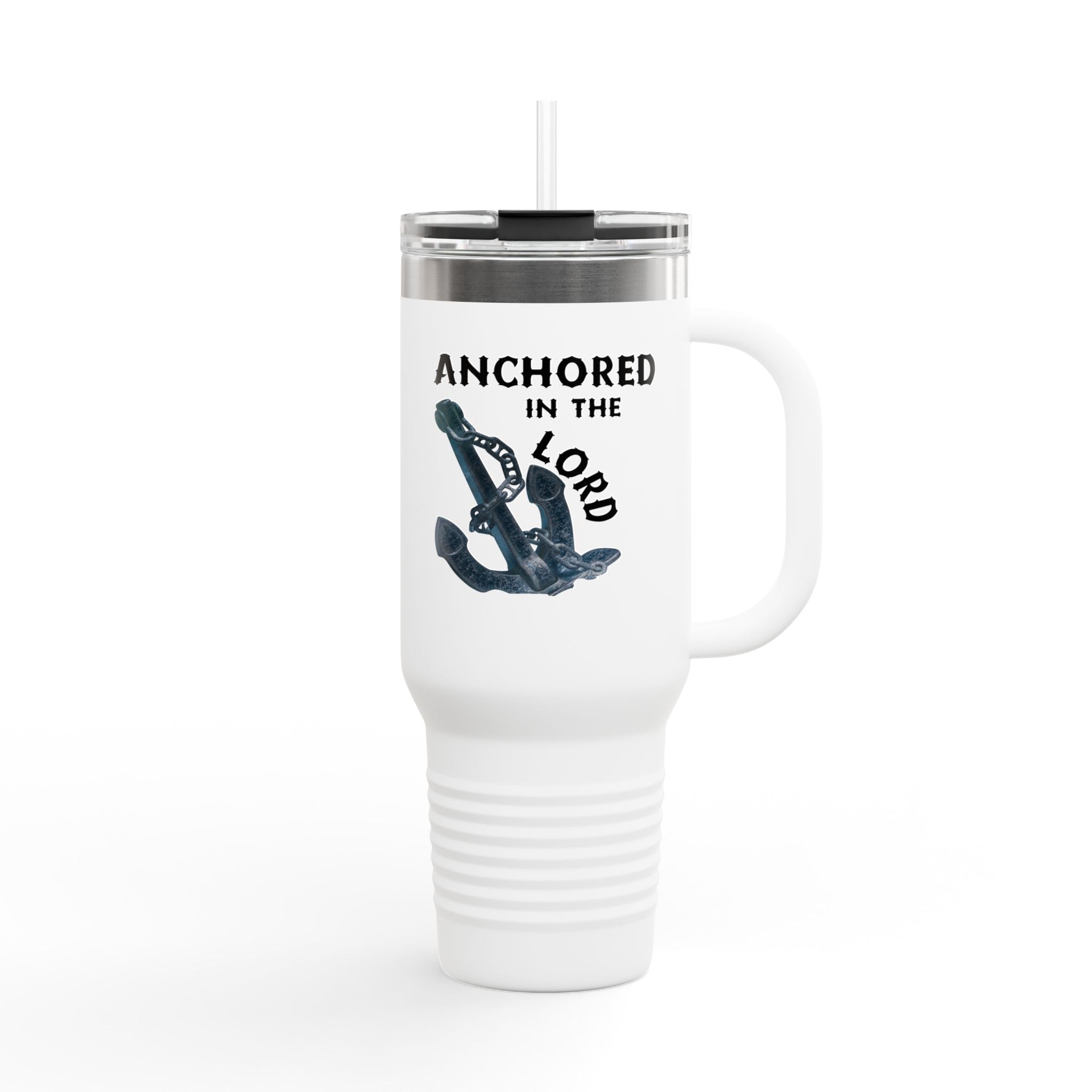 Anchored in the Lord 40oz Insulated Travel Mug Black