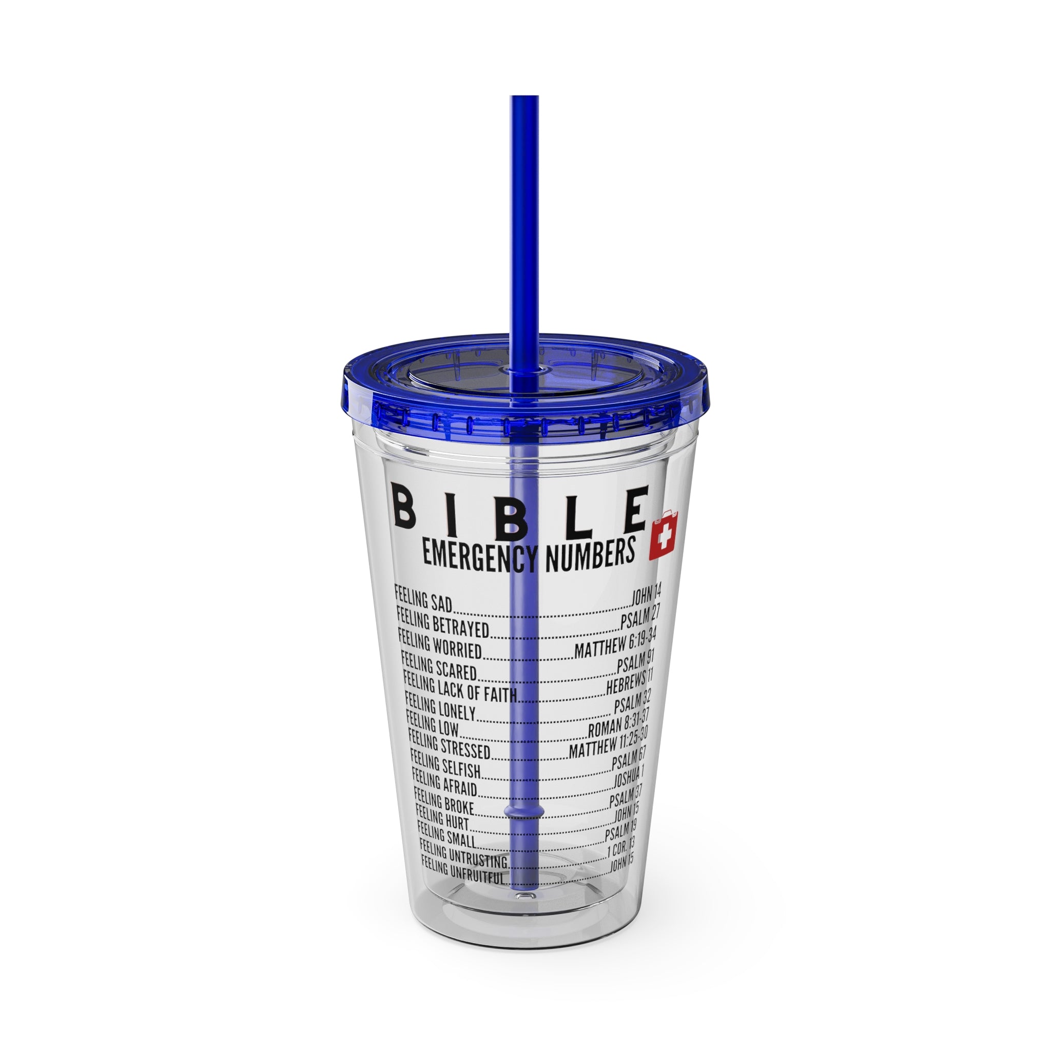 Bible Emergency Numbers 16oz Tumbler with Straw