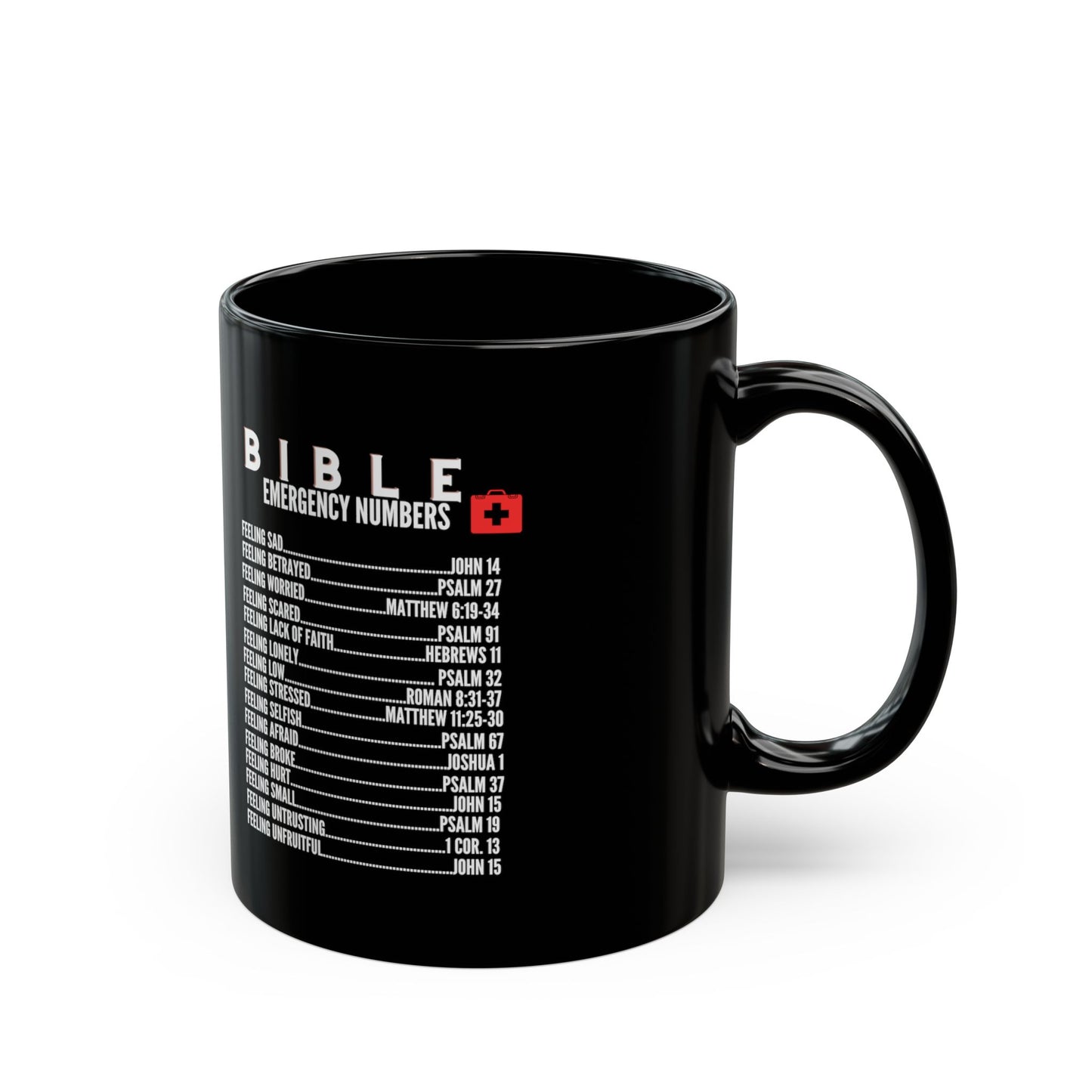 Bible Emergency Numbers Black Coffee Mug (11oz/15oz)