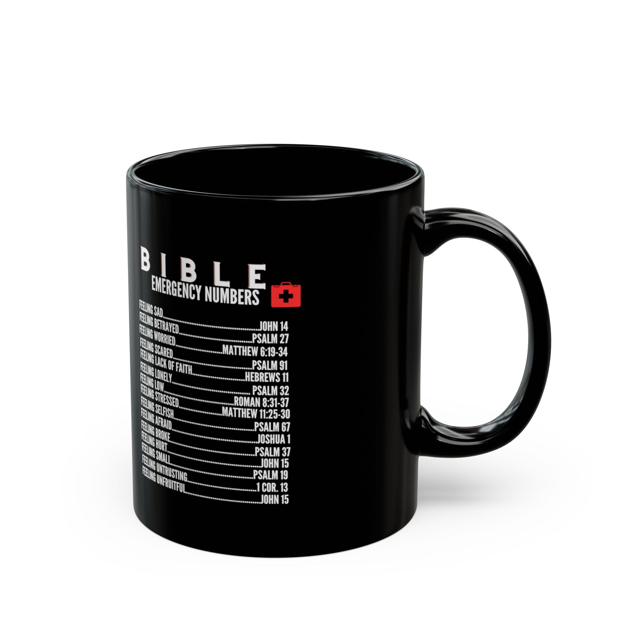 Bible Emergency Numbers Black Coffee Mug (11oz/15oz)