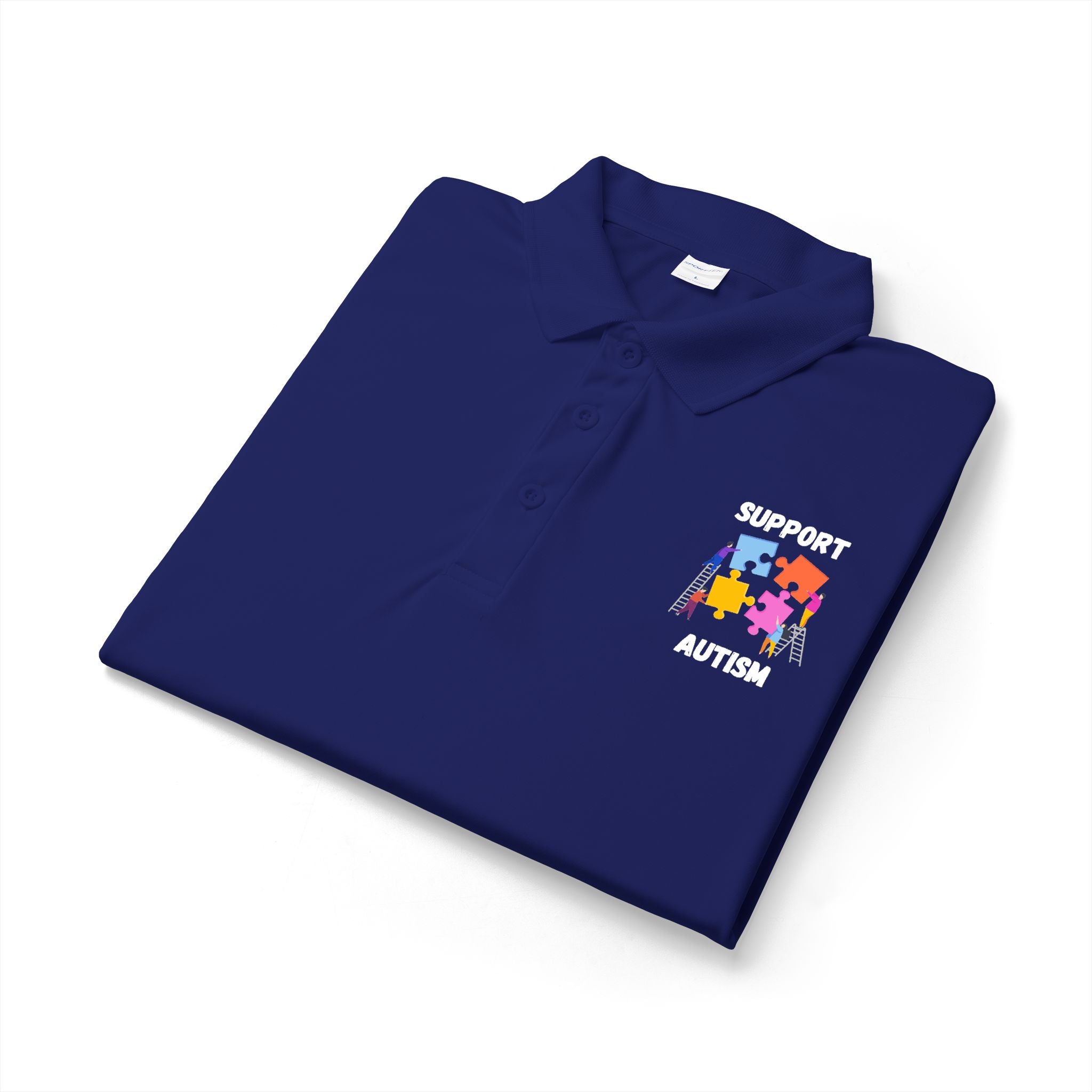 Autism Puzzle Piece Polo Shirt - White