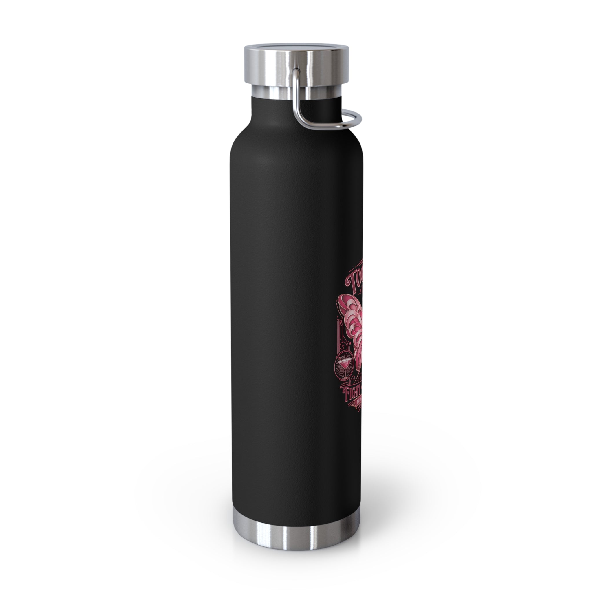 Together We Fight Pink Ribbon Butterfly Cancer 22oz Insulated Water Bottle