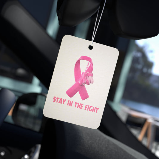Breast Cancer Awareness Car Air Freshener — Pink Ribbon “Stay in the Fight”