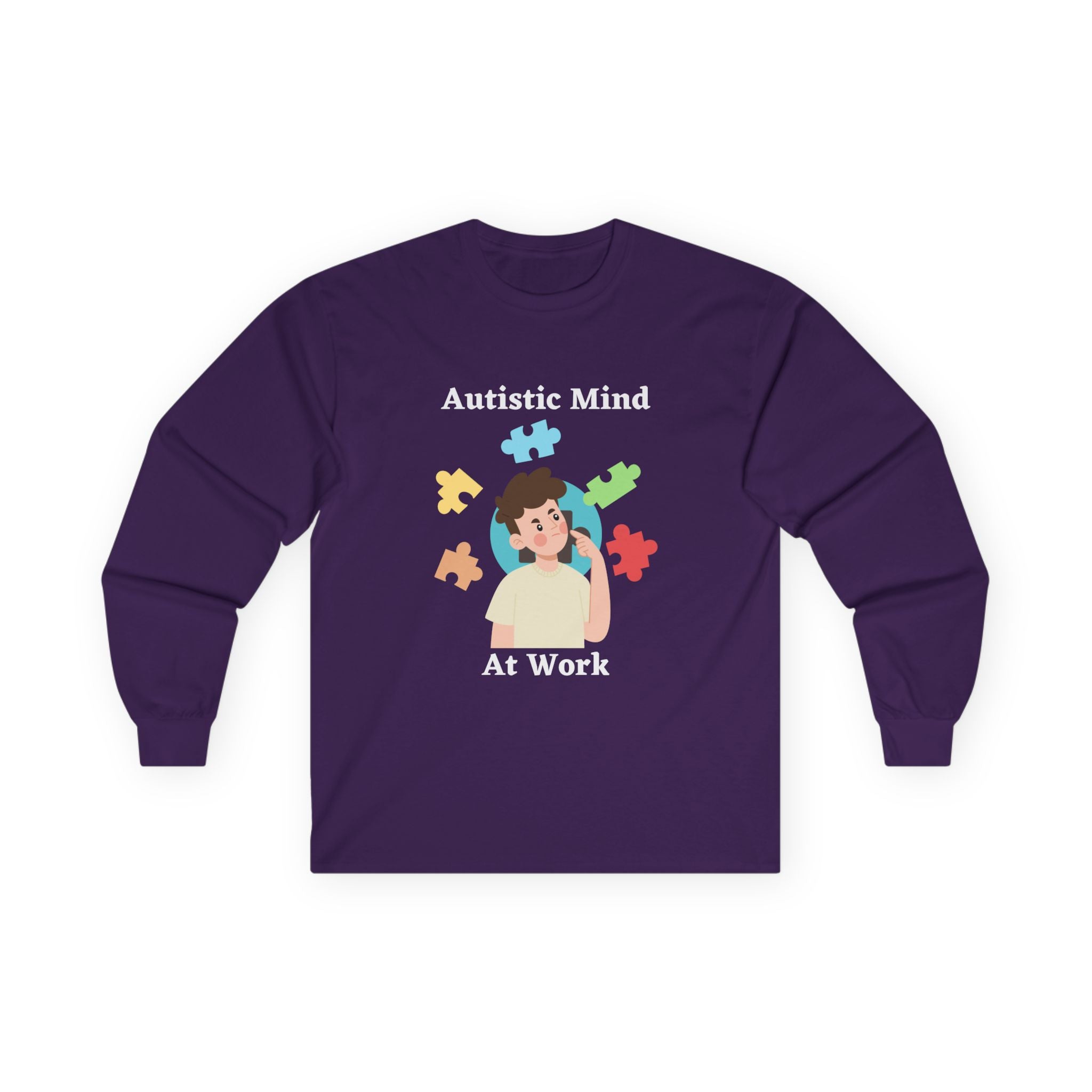 Autistic Mind At Work Long Sleeve Tee — White