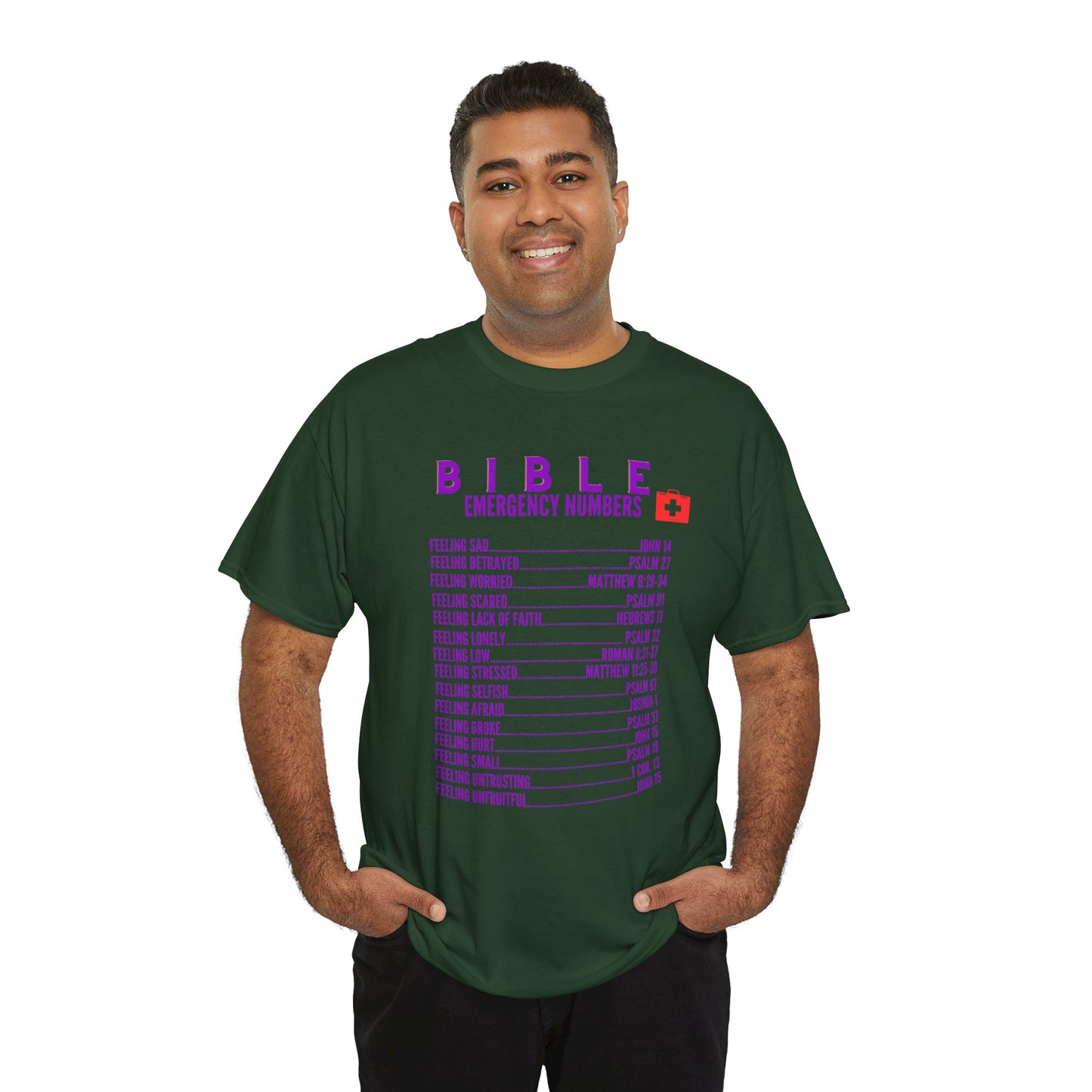 Bible Emergency Numbers Tee - Purple