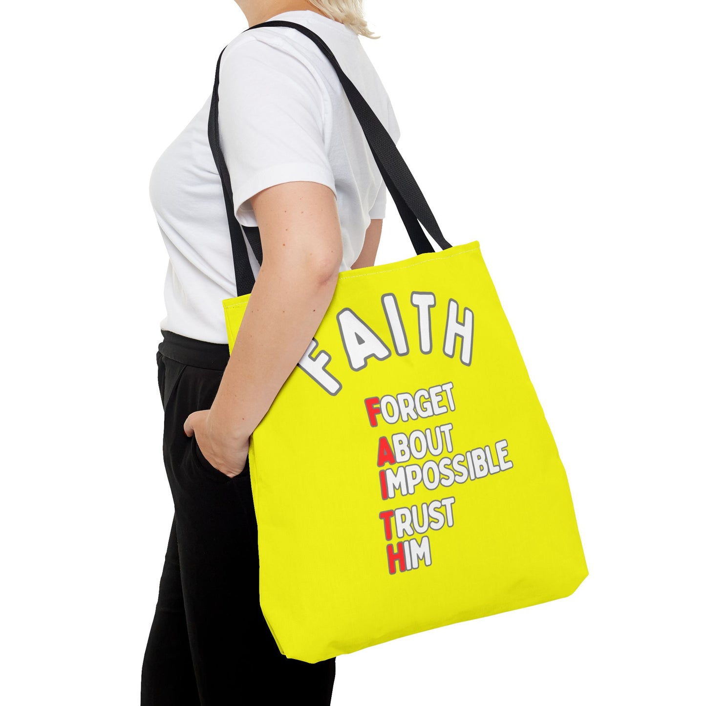 FAITH: Forget About Impossible, Trust Him Tote - Yellow