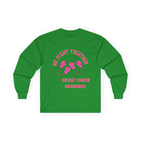 Breast Cancer Awareness Long Sleeve Tee — "We Fight Together" Pink Gloves