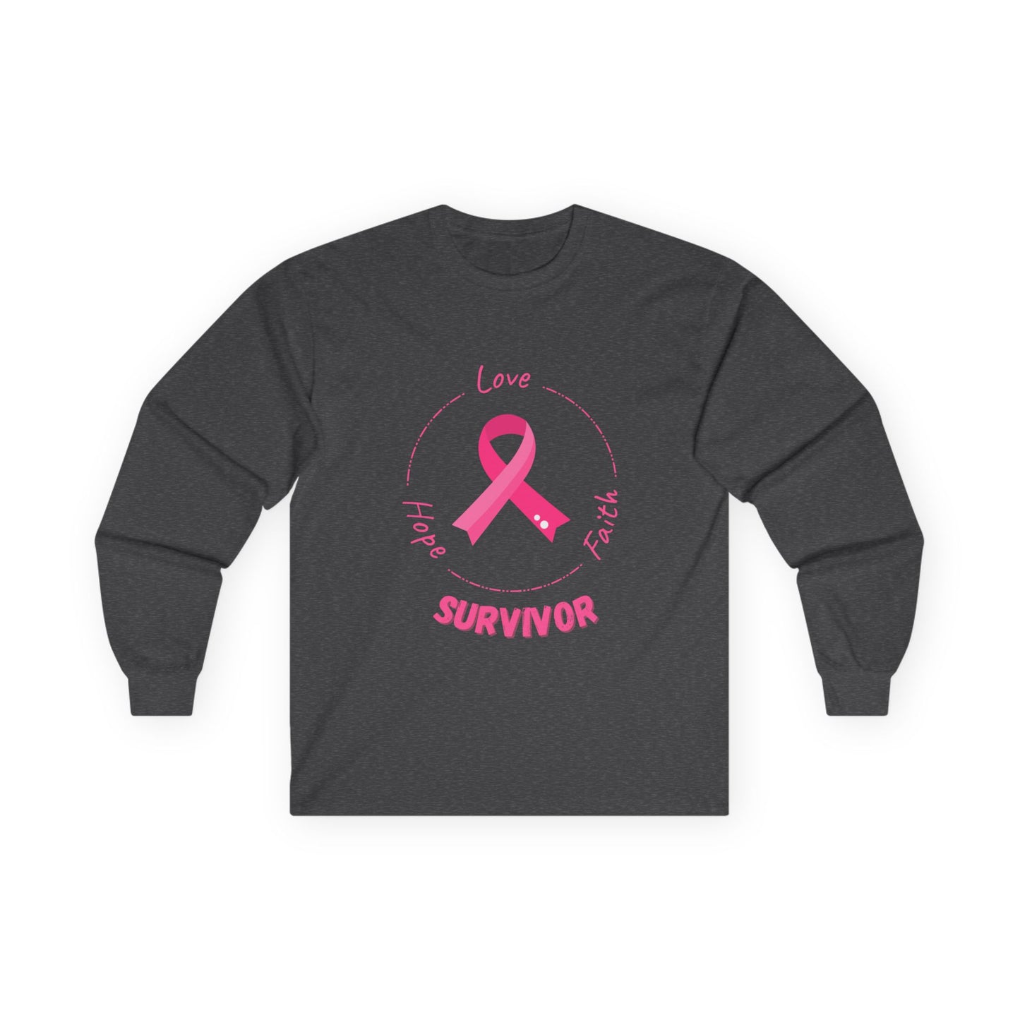 Breast Cancer Survivor Long Sleeve Tee — Pink Ribbon “Survivor”