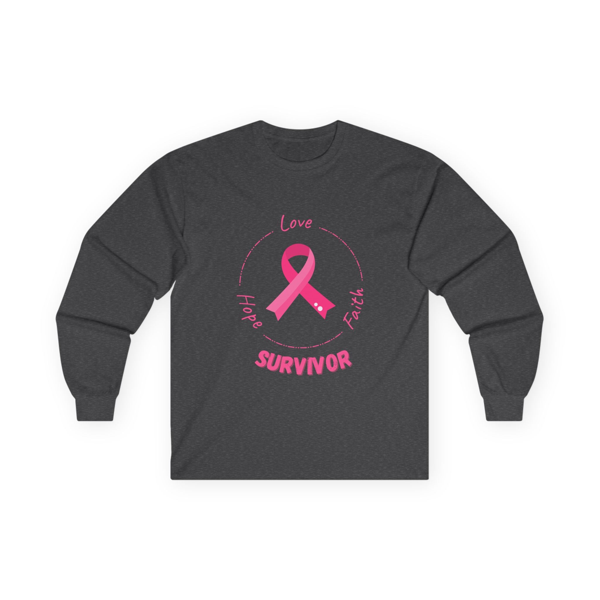 Breast Cancer Survivor Long Sleeve Tee — Pink Ribbon “Survivor”