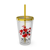 Jesus Heart Love 16oz Tumbler with Straw