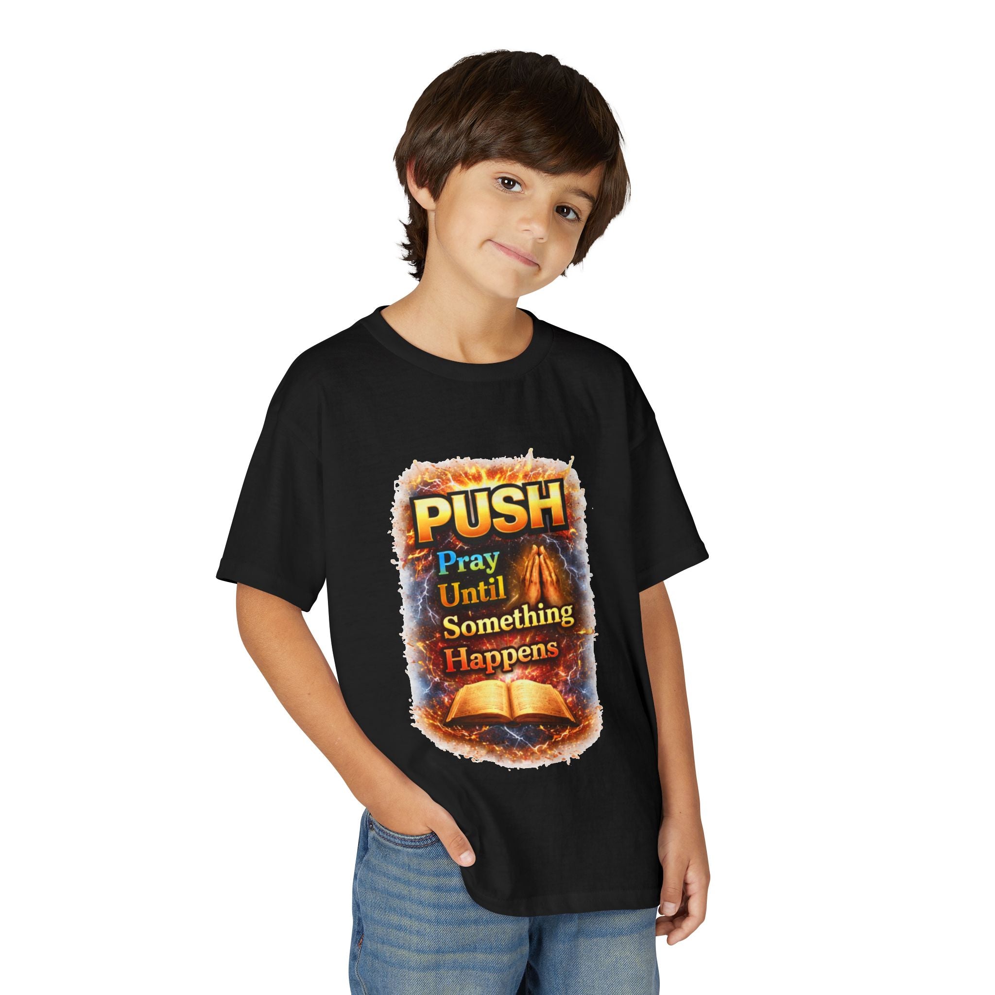"Push: Pray Until Something Happens" Youth T-shirt - Bible