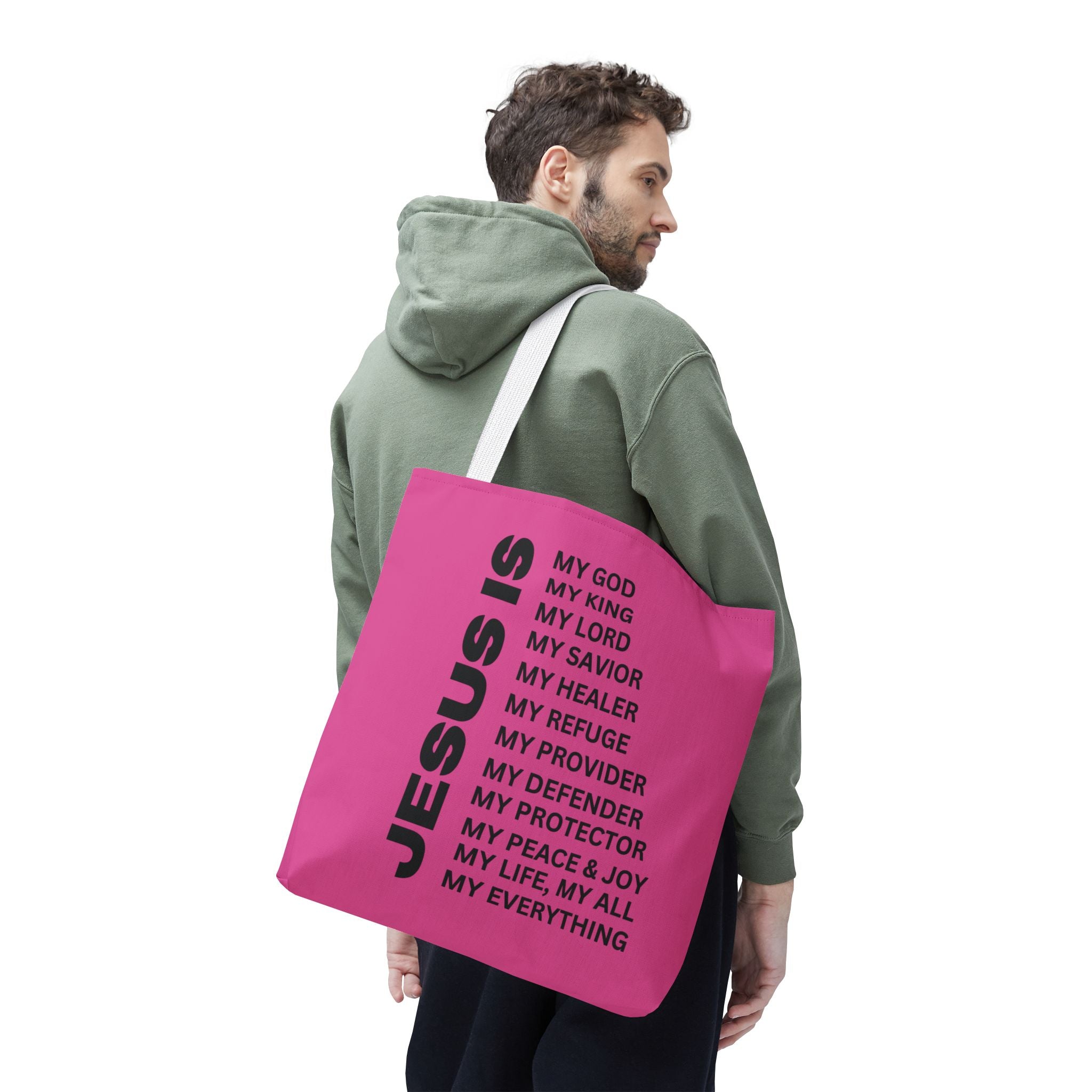 Christian JESUS IS Tote Bag - Pink