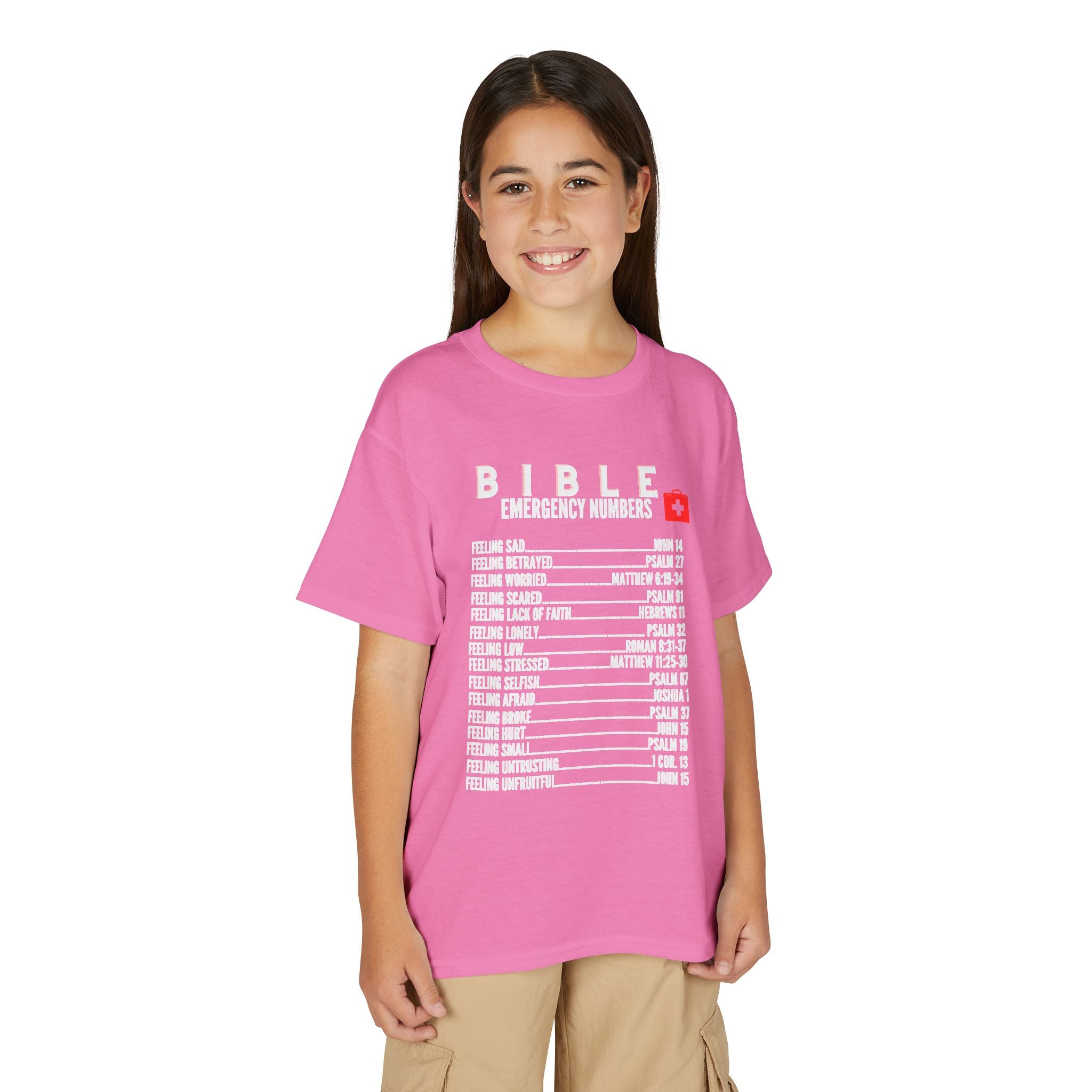 Bible Emergency Numbers Youth T-Shirt — White