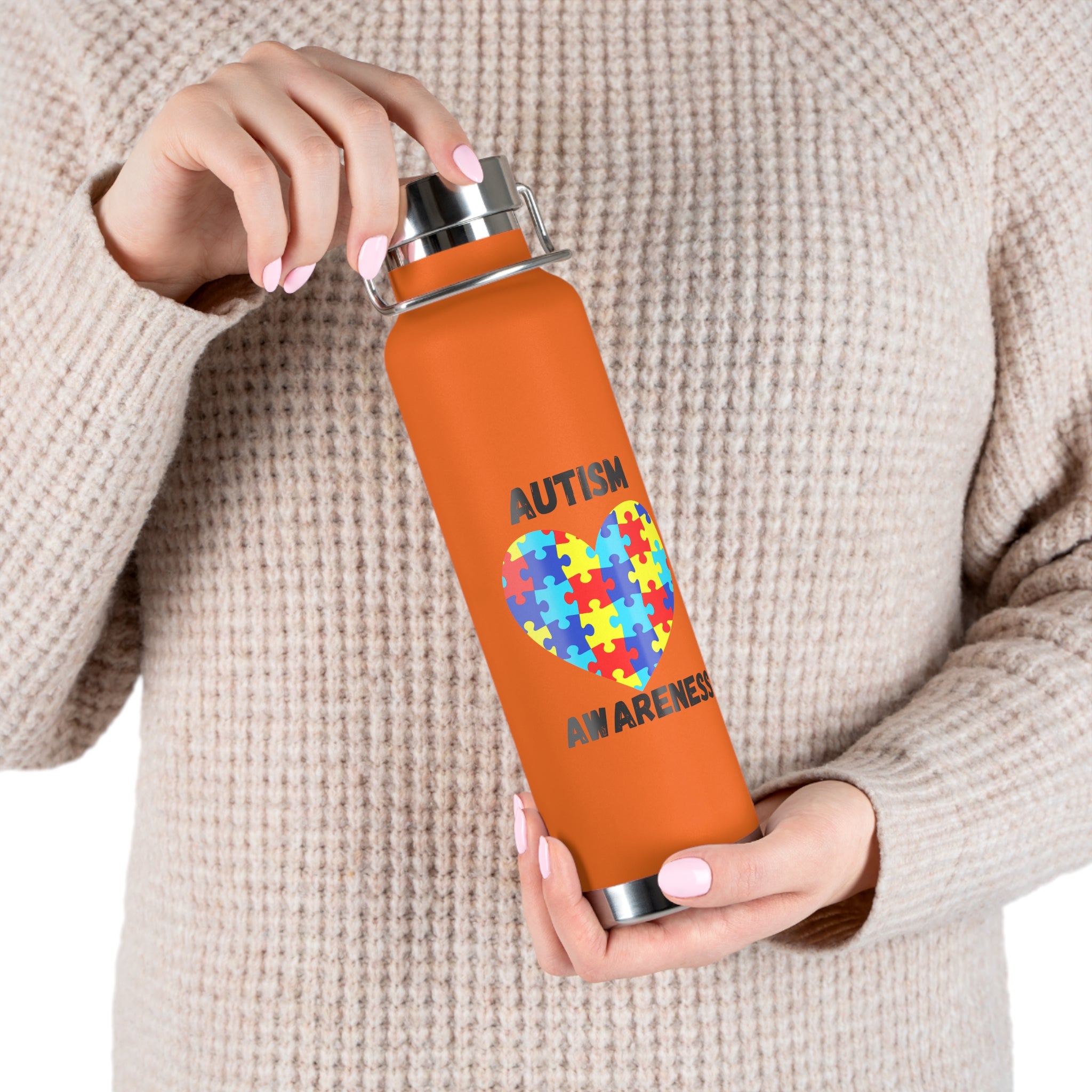 Autism Puzzle Heart Awareness — 22oz Insulated Water Bottle