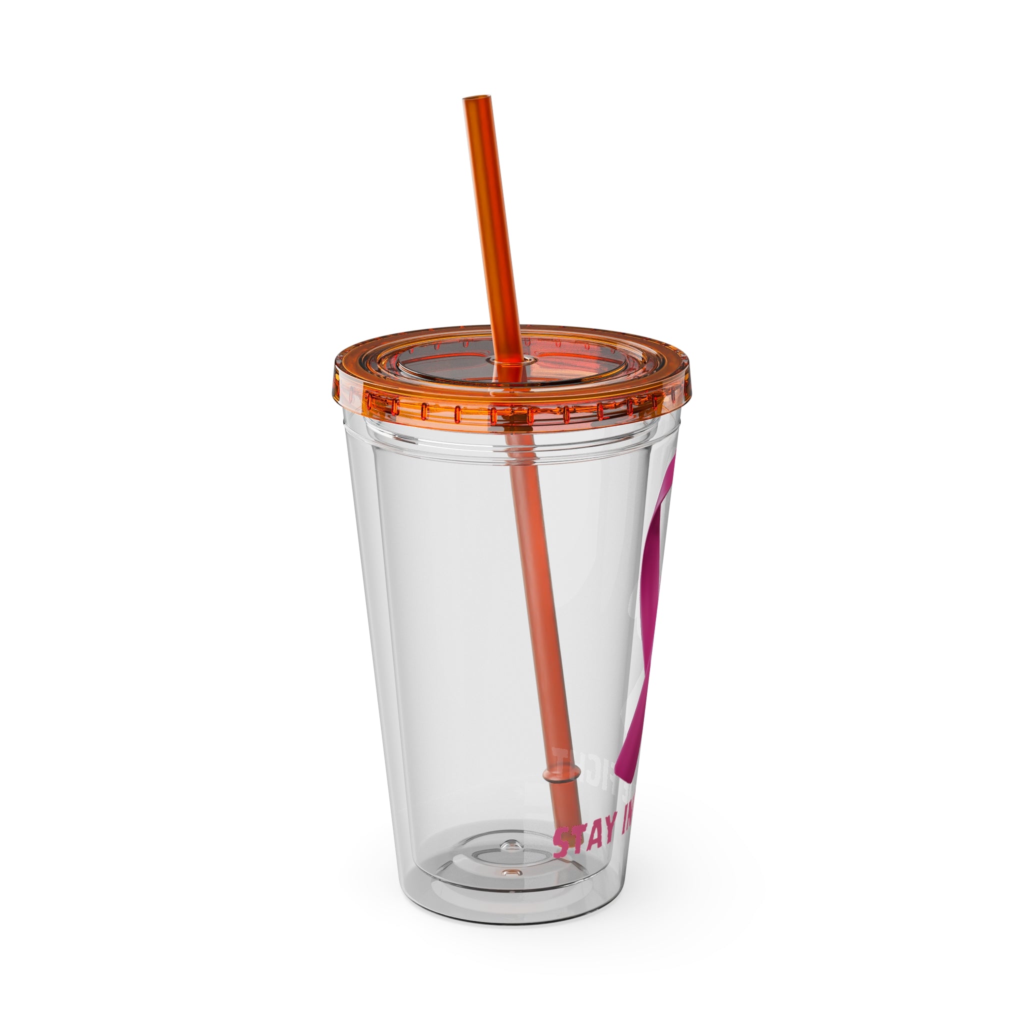 Pink Ribbon “Stay in the Fight” 16oz Tumbler with Straw