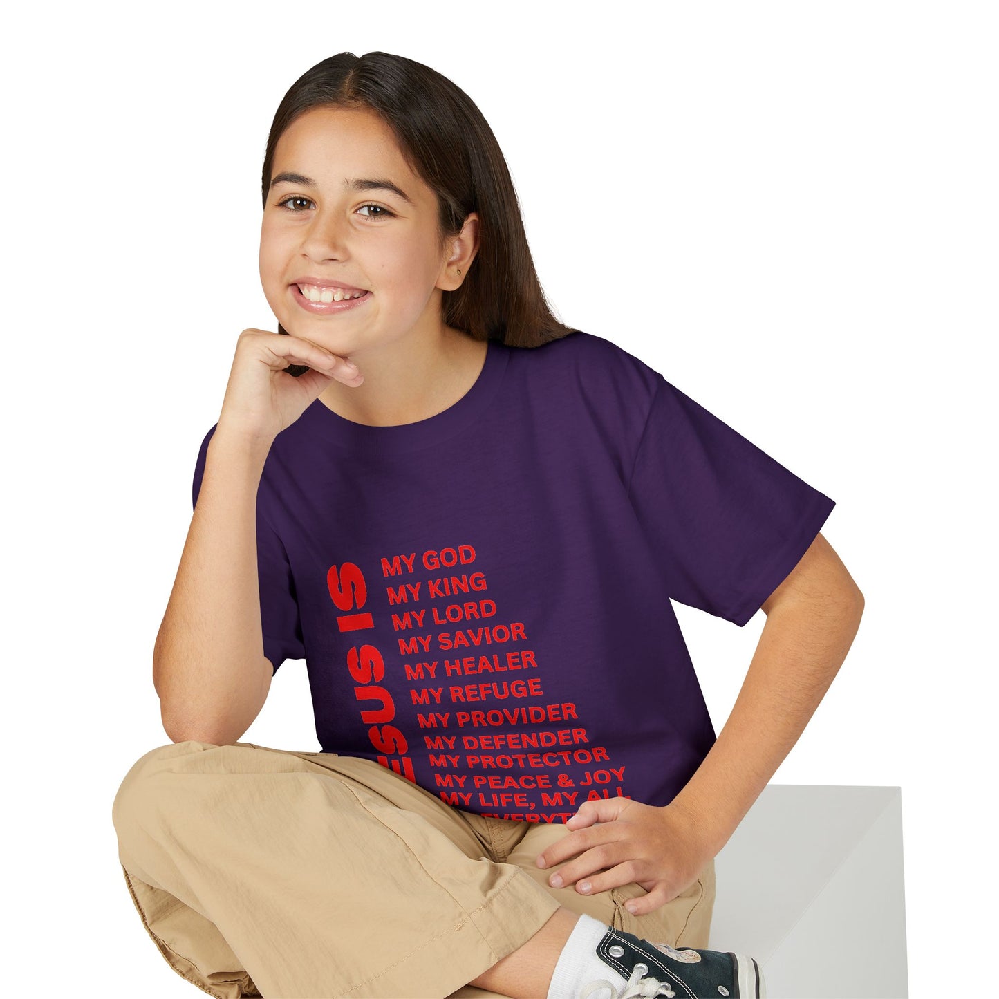 Christian JESUS IS Youth Short Sleeve - Red