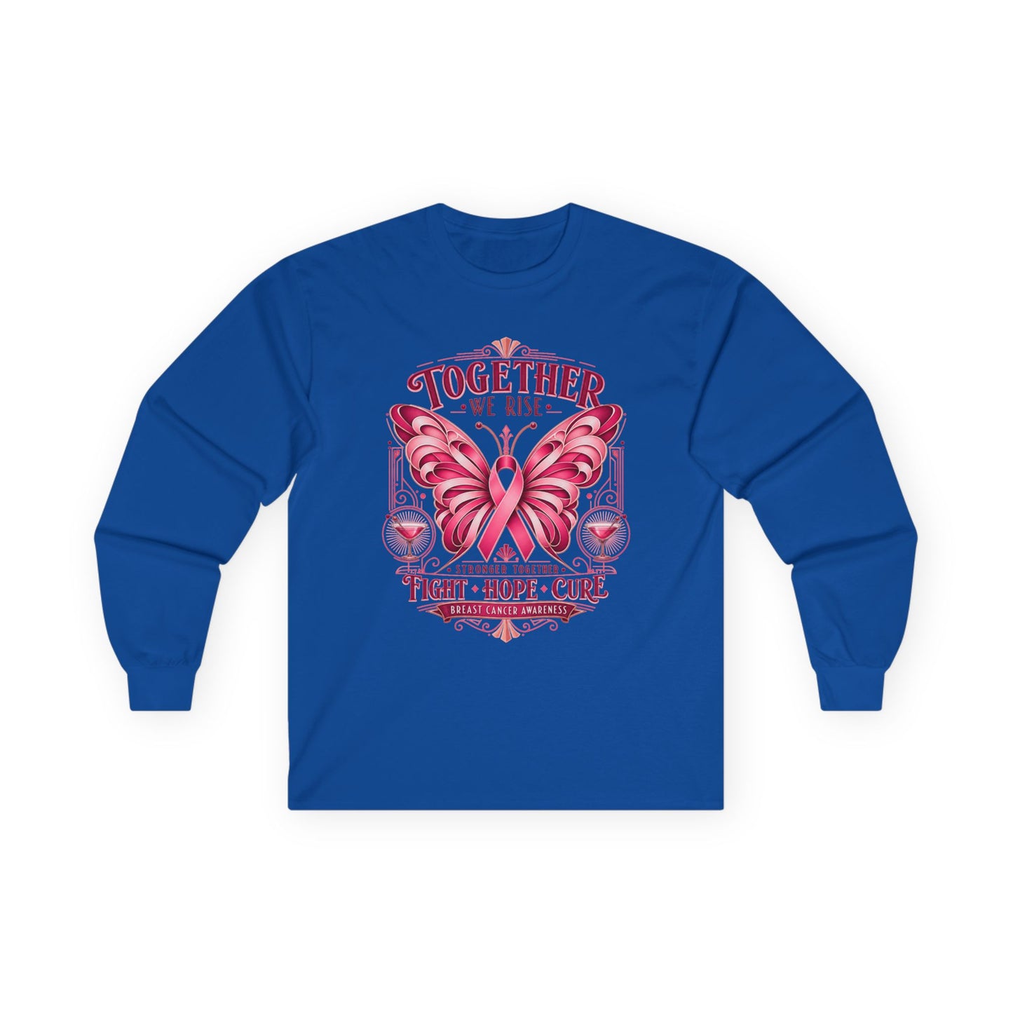 Together We Rise Pink Ribbon Breast Cancer Awareness Long Sleeve Tee