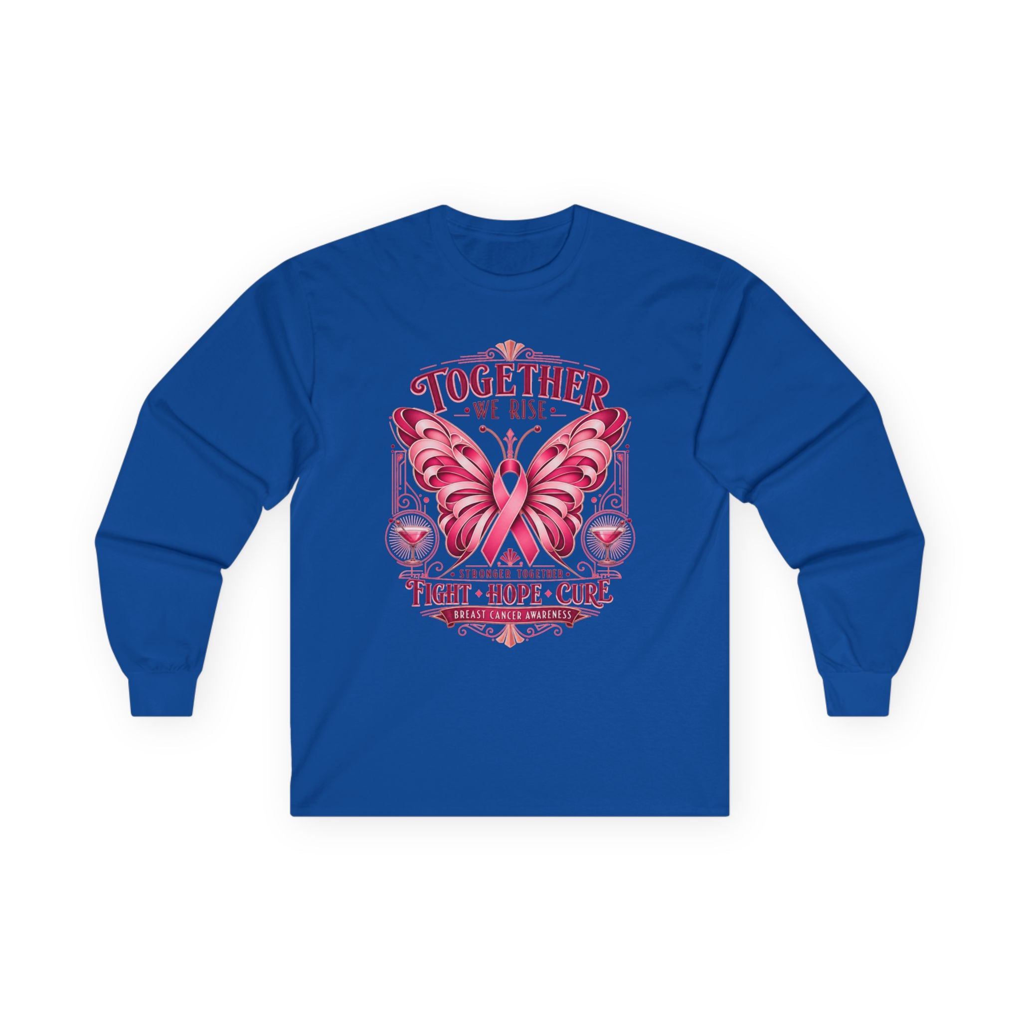 Together We Rise Pink Ribbon Breast Cancer Awareness Long Sleeve Tee