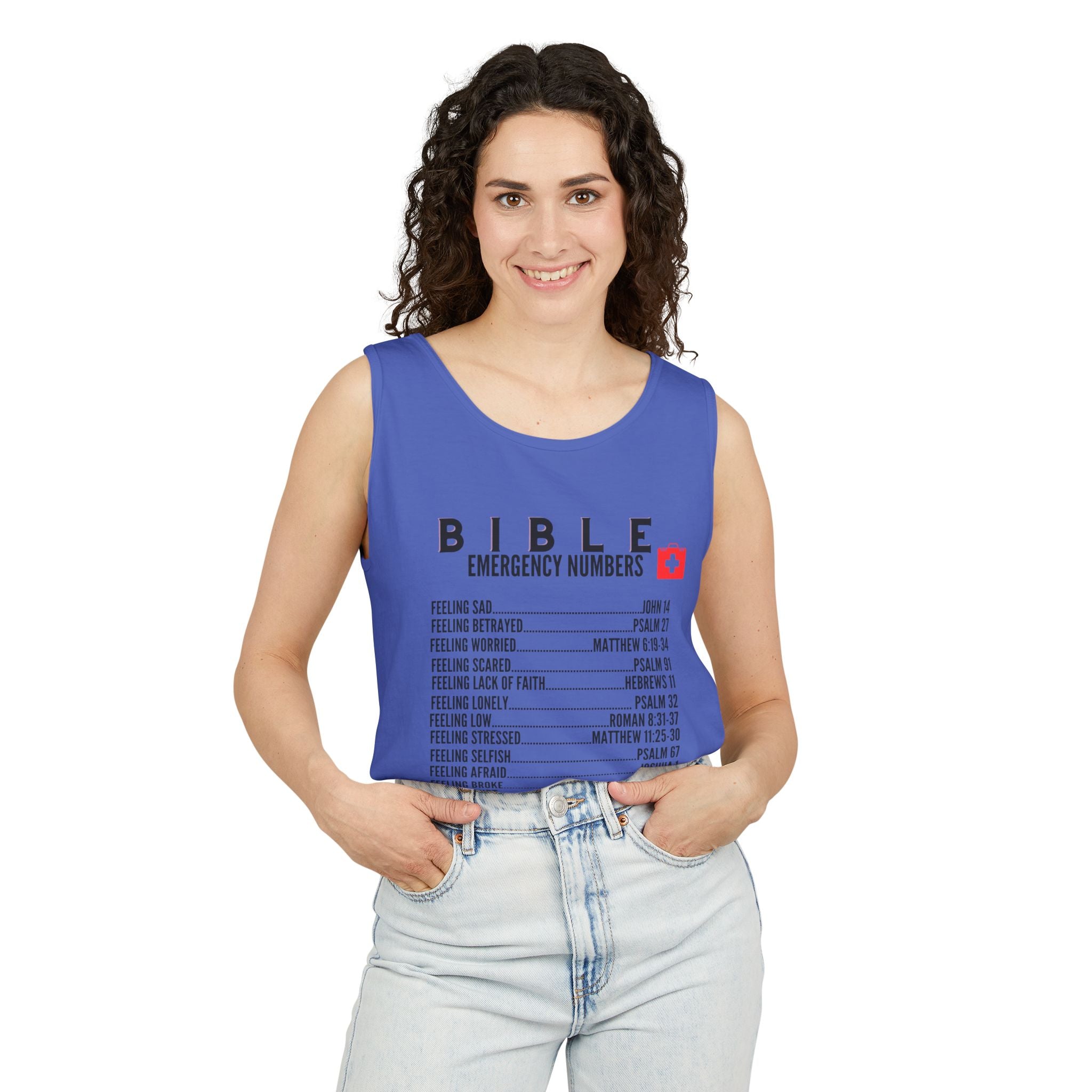 Bible Emergency Numbers Tank Top - Black