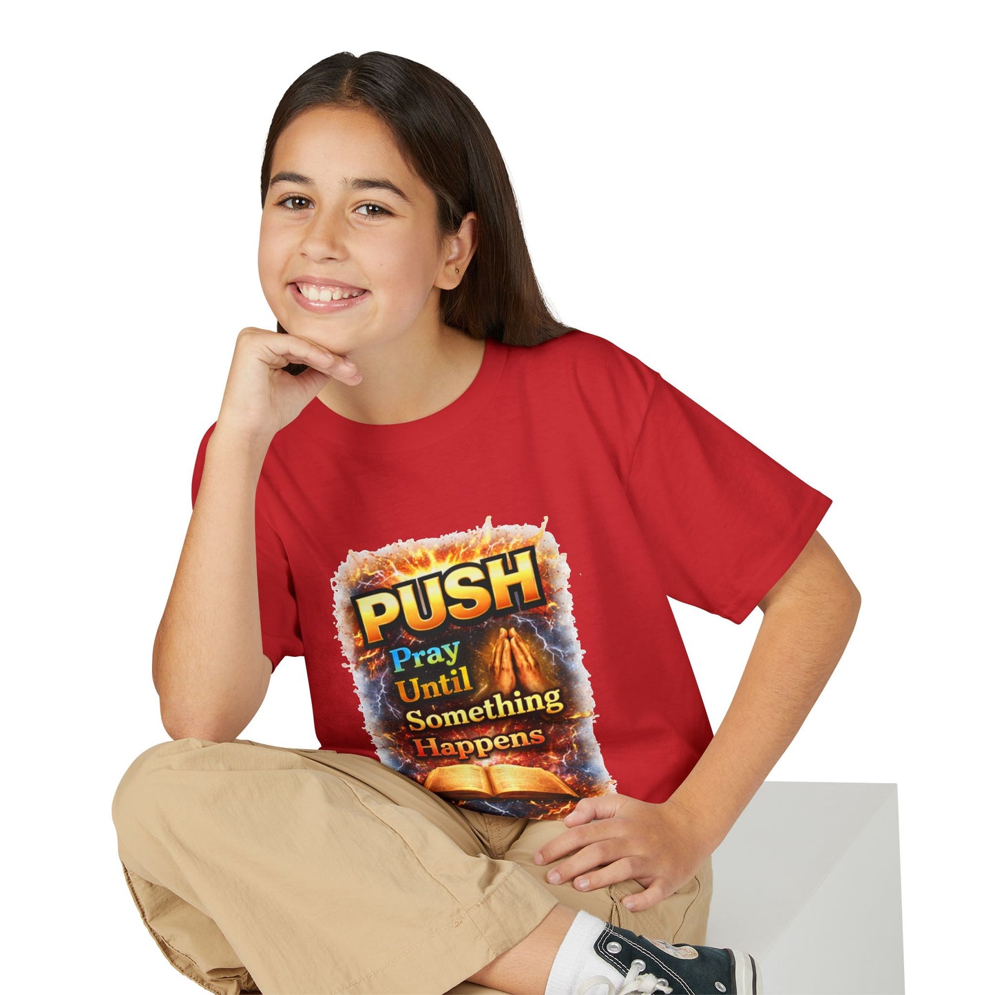 "Push: Pray Until Something Happens" Youth T-shirt - Bible