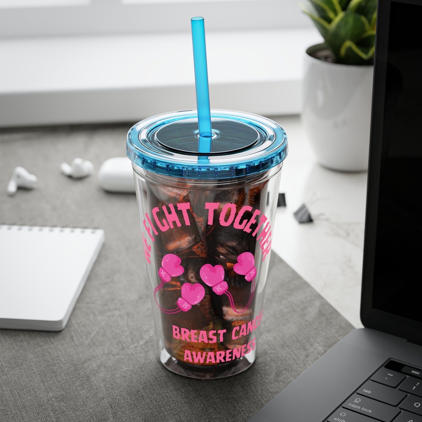 "We Fight Together" 16oz Tumbler with Straw Cup