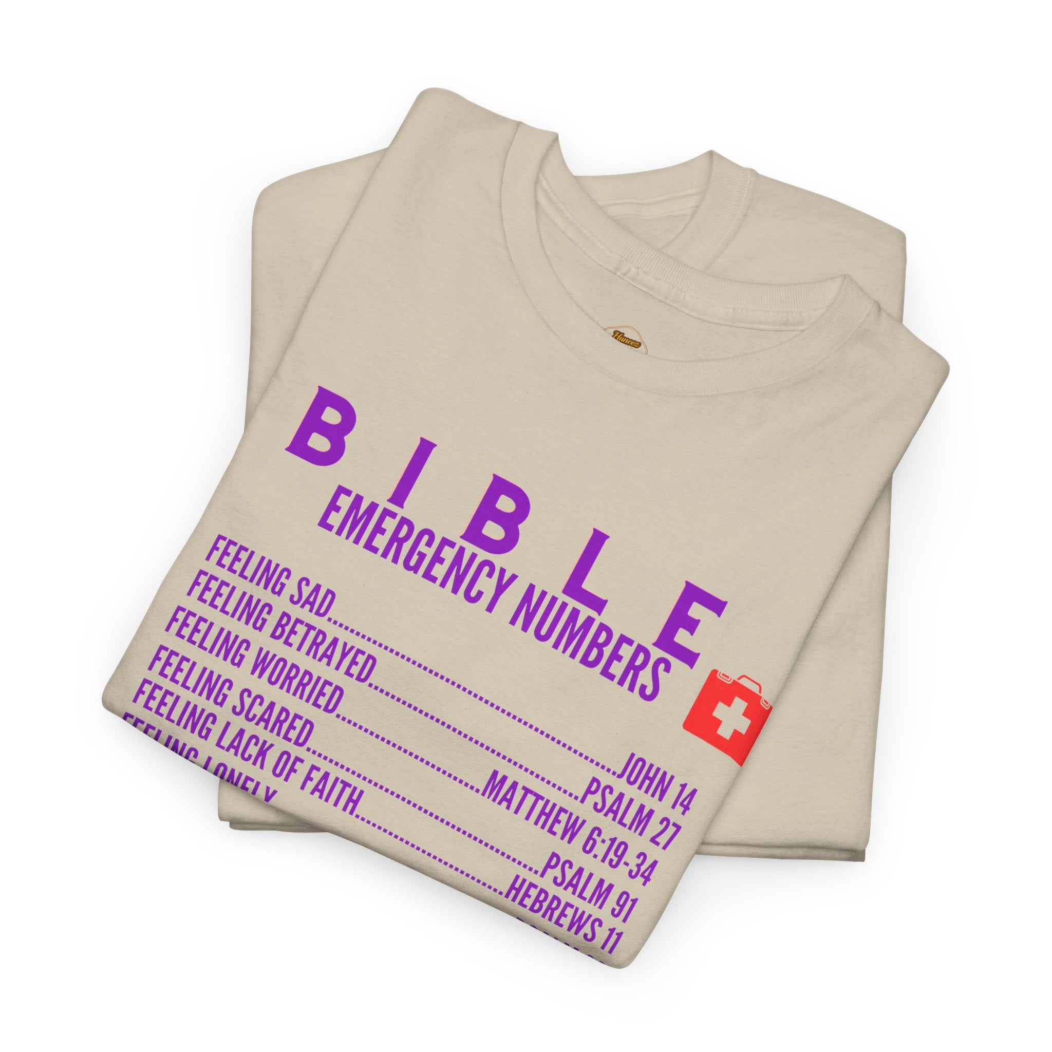 Bible Emergency Numbers Tee - Purple