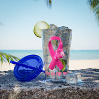 Pink Ribbon “Stay in the Fight” 16oz Tumbler with Straw