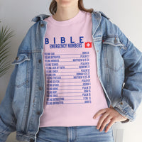 Bible Emergency Numbers Tee - Blue