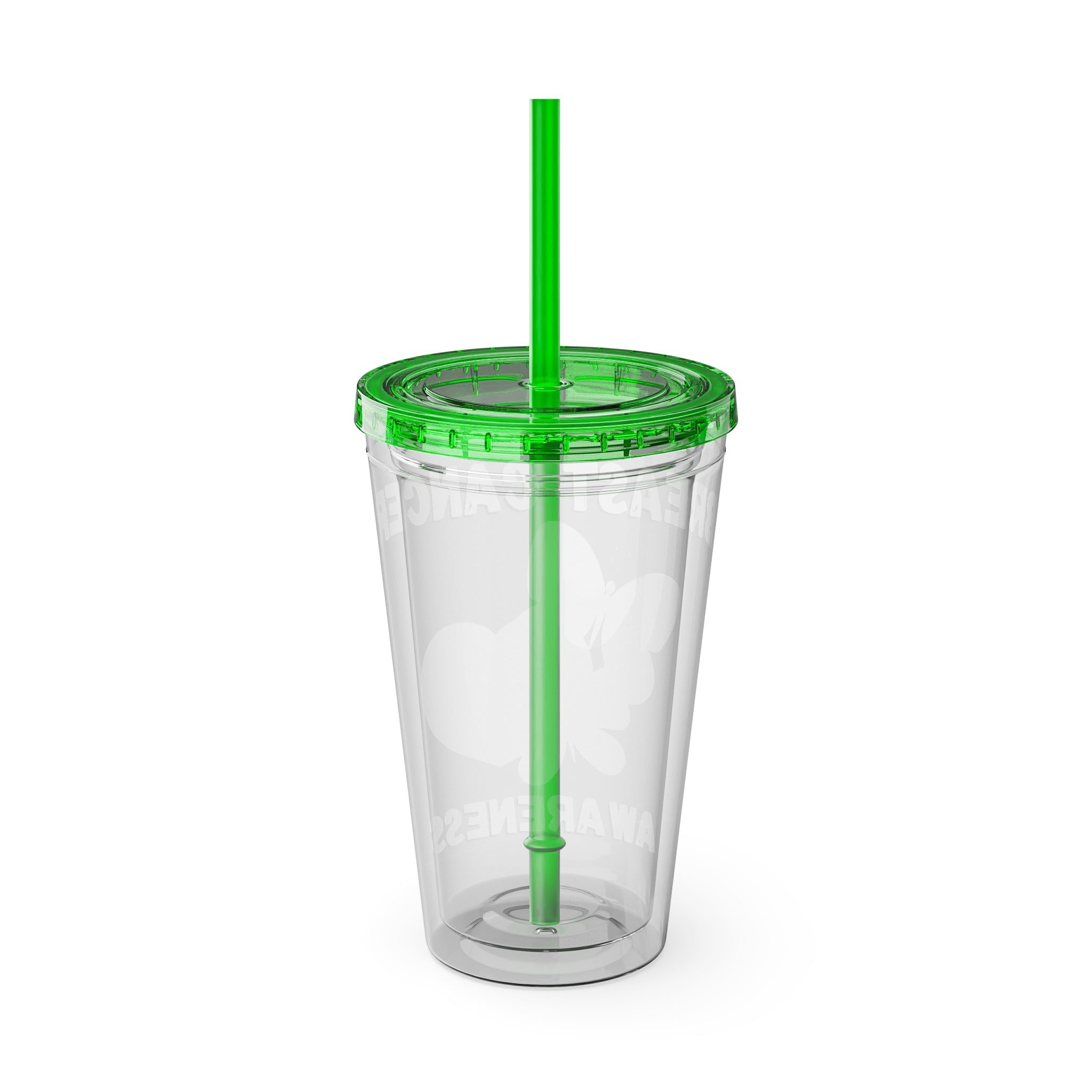Breast Cancer Awareness 16oz Tumbler with Straw - Butterfly, Heart