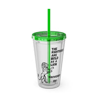 "The Righteous Are Bold as a Lion" 16oz Inspirational Tumbler with Straw