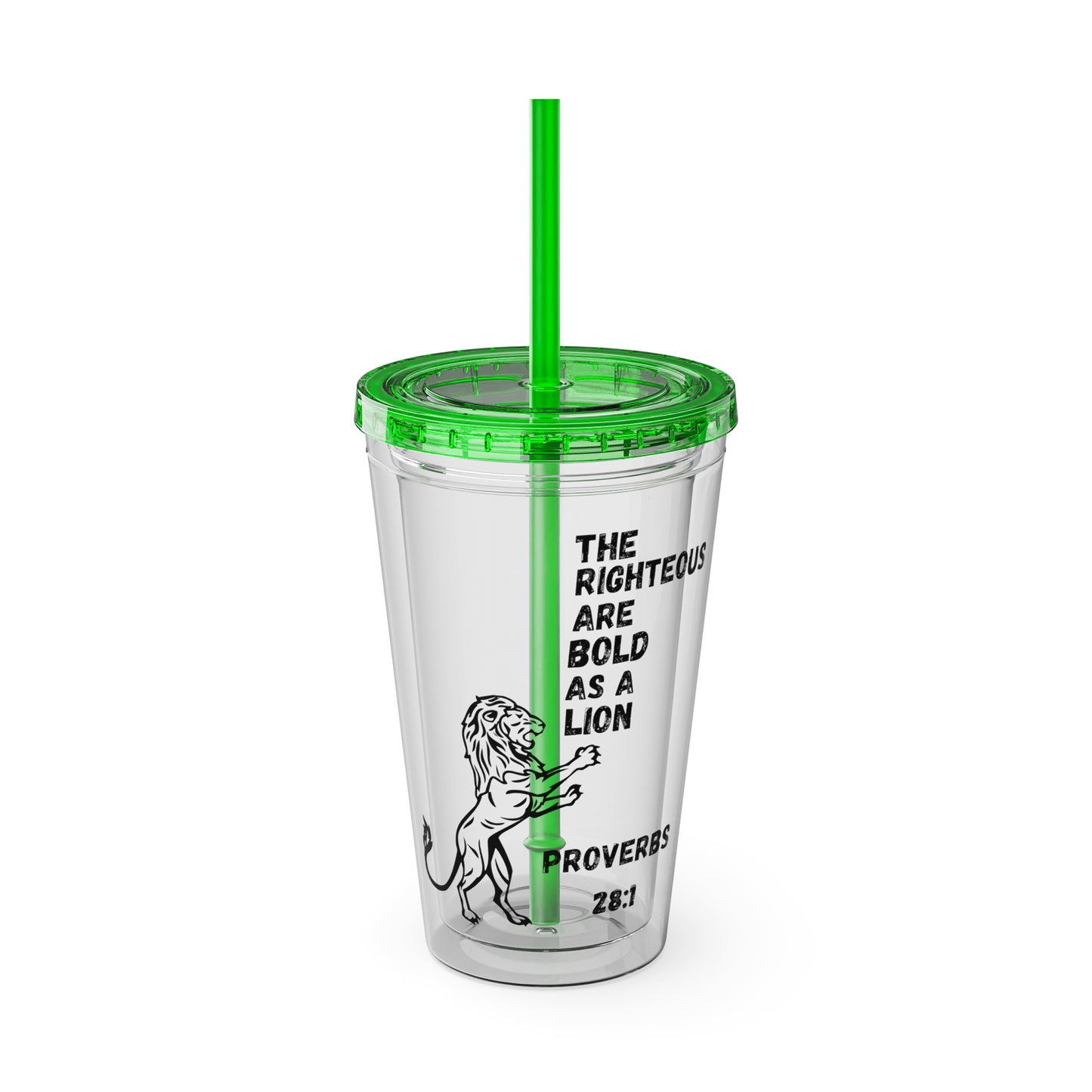 "The Righteous Are Bold as a Lion" 16oz Inspirational Tumbler with Straw