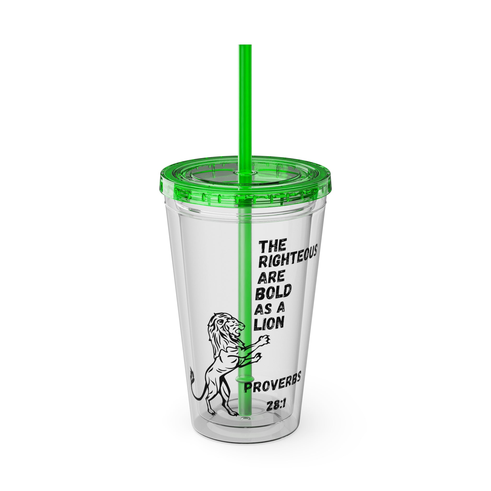 "The Righteous Are Bold as a Lion" 16oz Inspirational Tumbler with Straw
