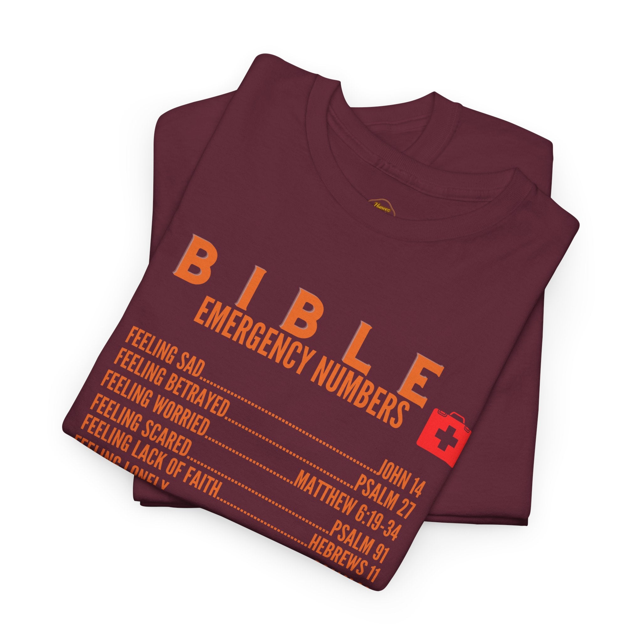 Bible Emergency Numbers Tee - Orange