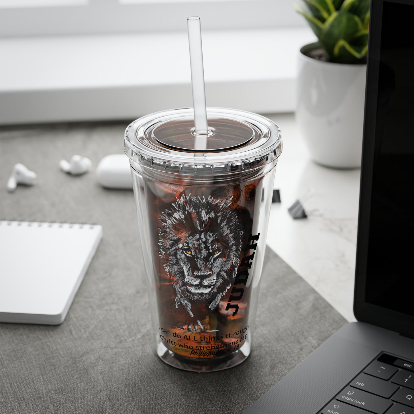 Lion of Judah 16oz Tumbler with Straw