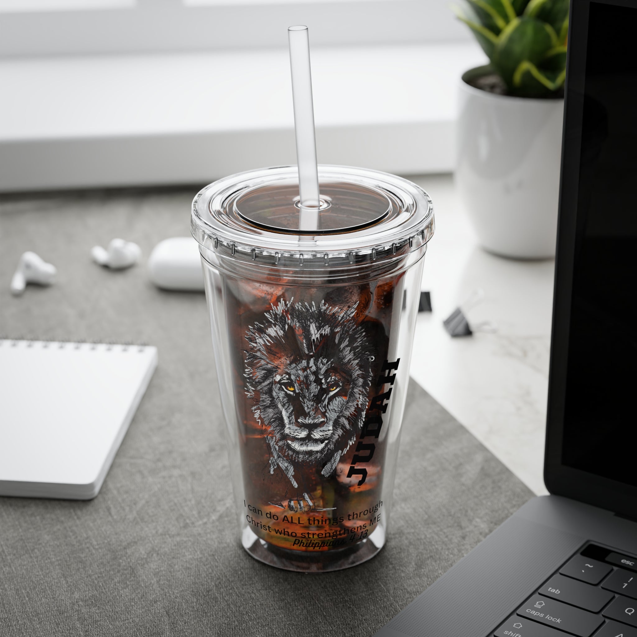 Lion of Judah 16oz Tumbler with Straw