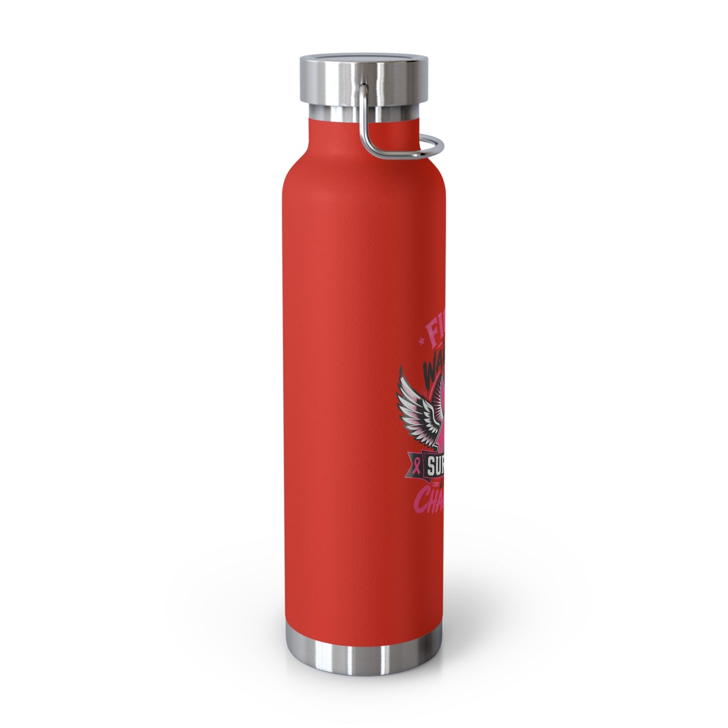 Fight Warrior Survive Champion Pink Ribbon 22oz Insulated Water Bottle