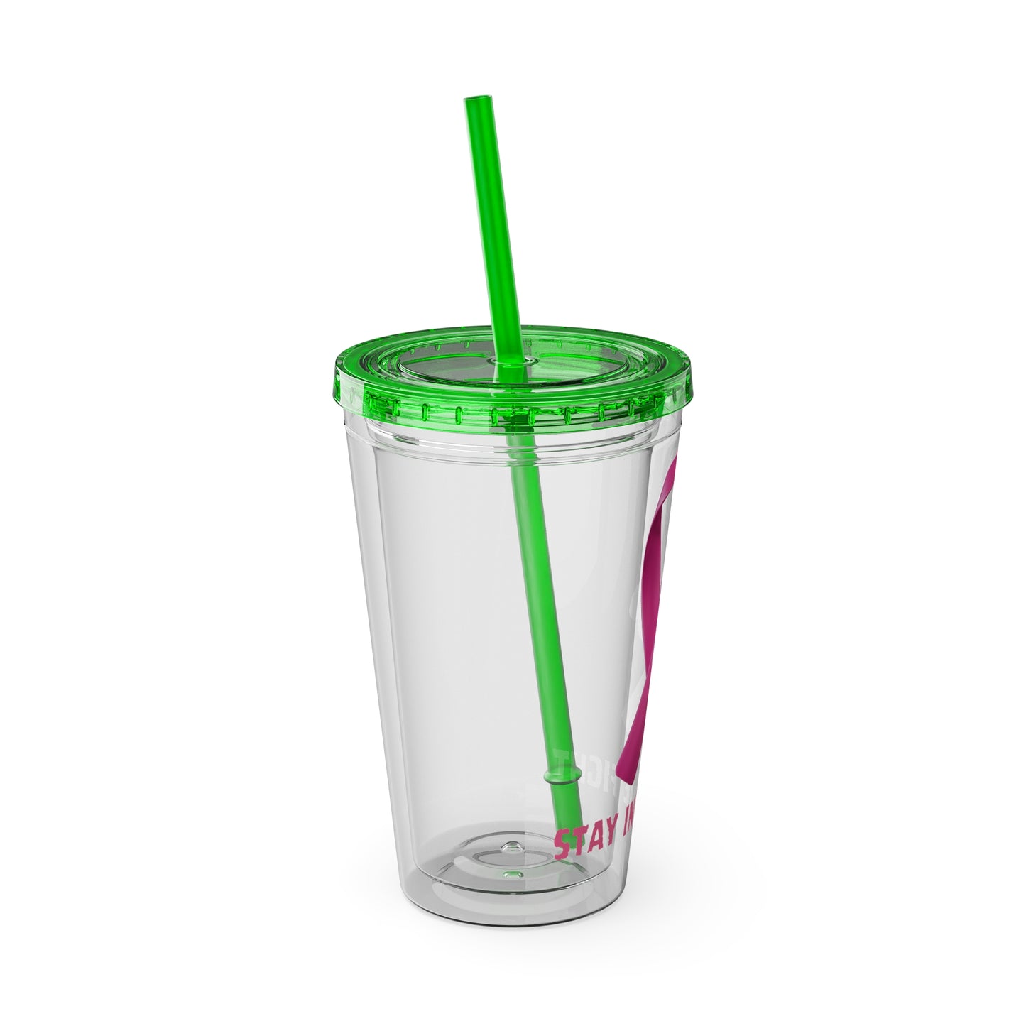 Pink Ribbon “Stay in the Fight” 16oz Tumbler with Straw