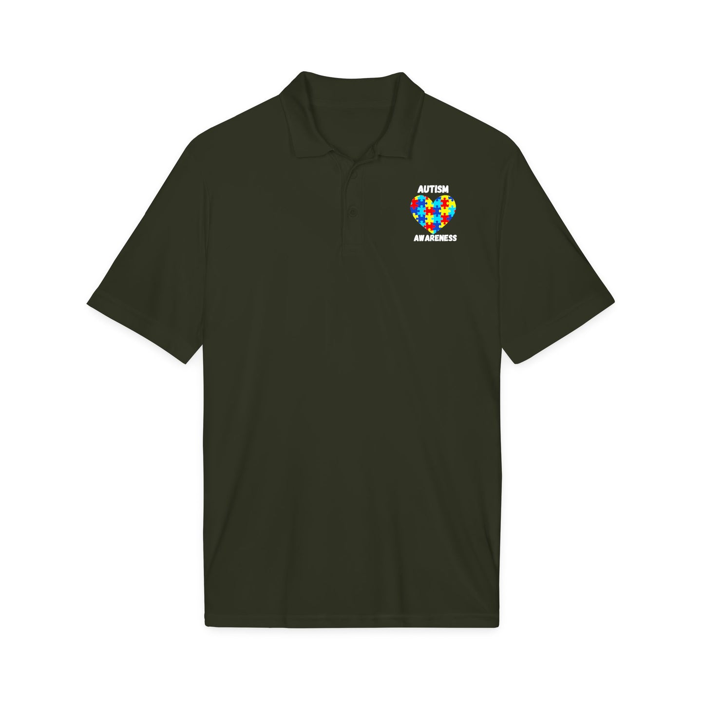Autism Puzzle Heart Polo - White