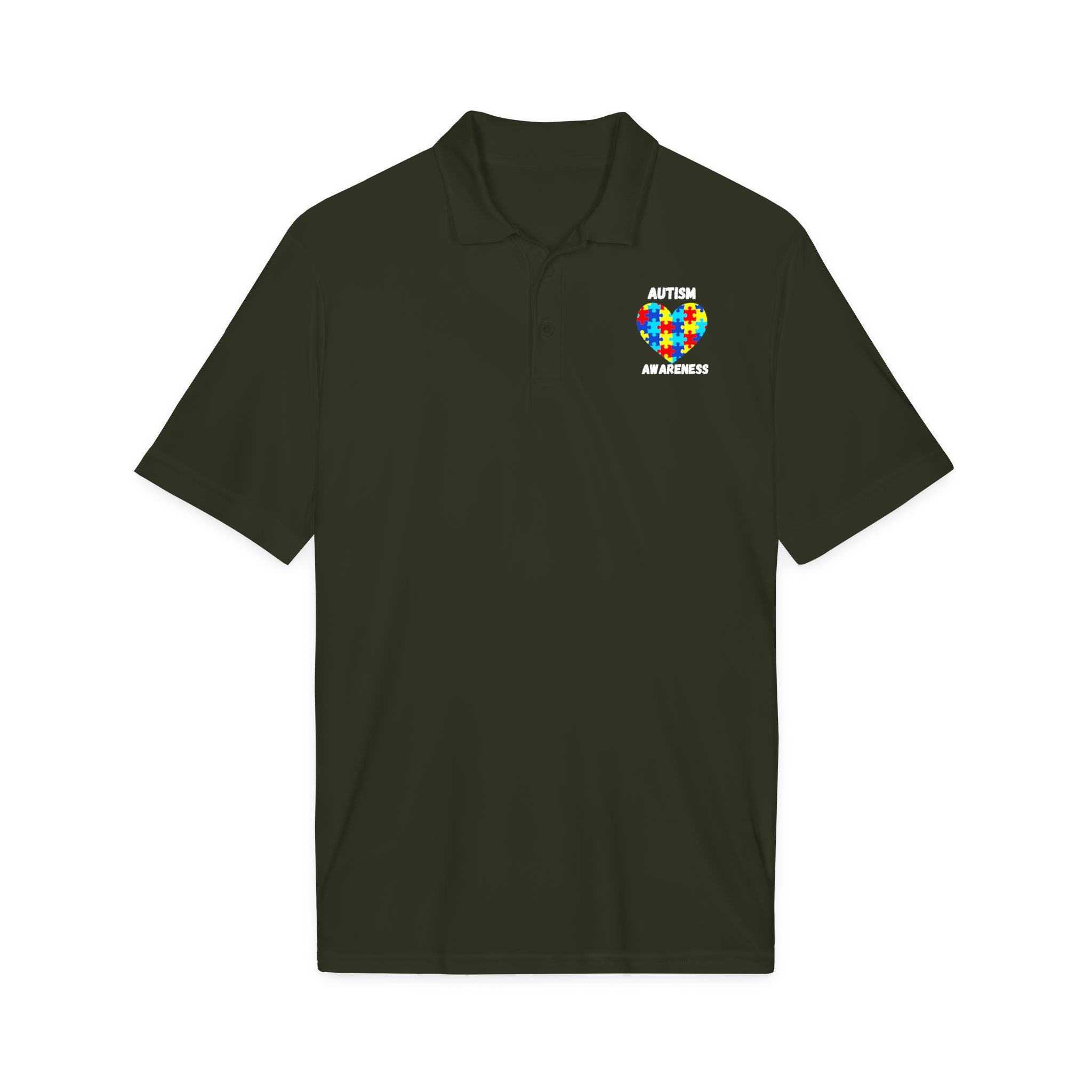 Autism Puzzle Heart Polo - White