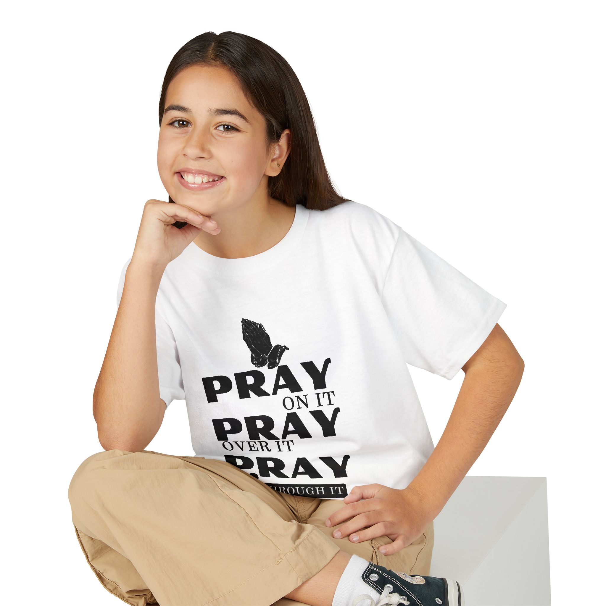 Pray On It, Pray Over It, Pray Through It Youth T-shirt