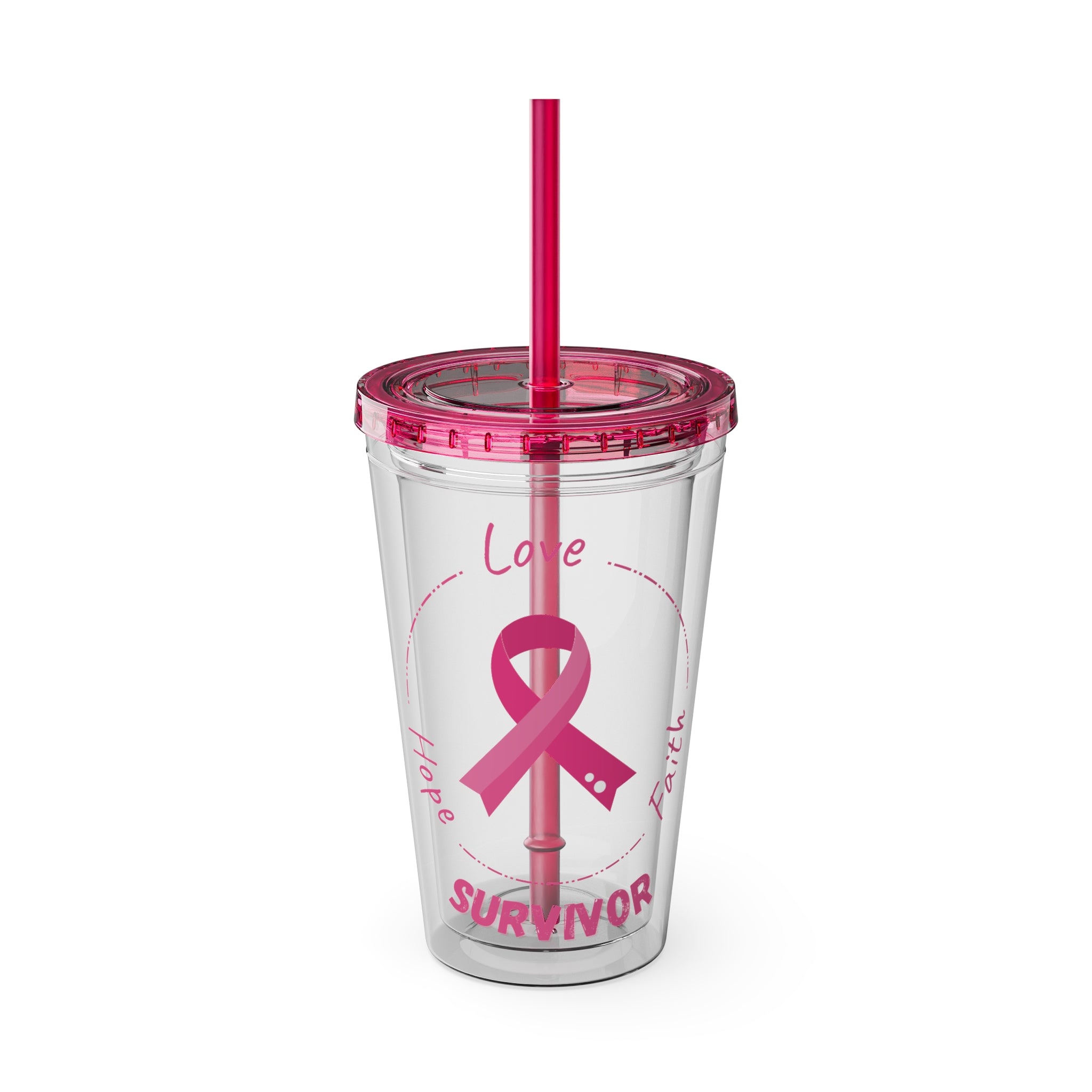 Breast Cancer Survivor 16oz Tumbler with Straw